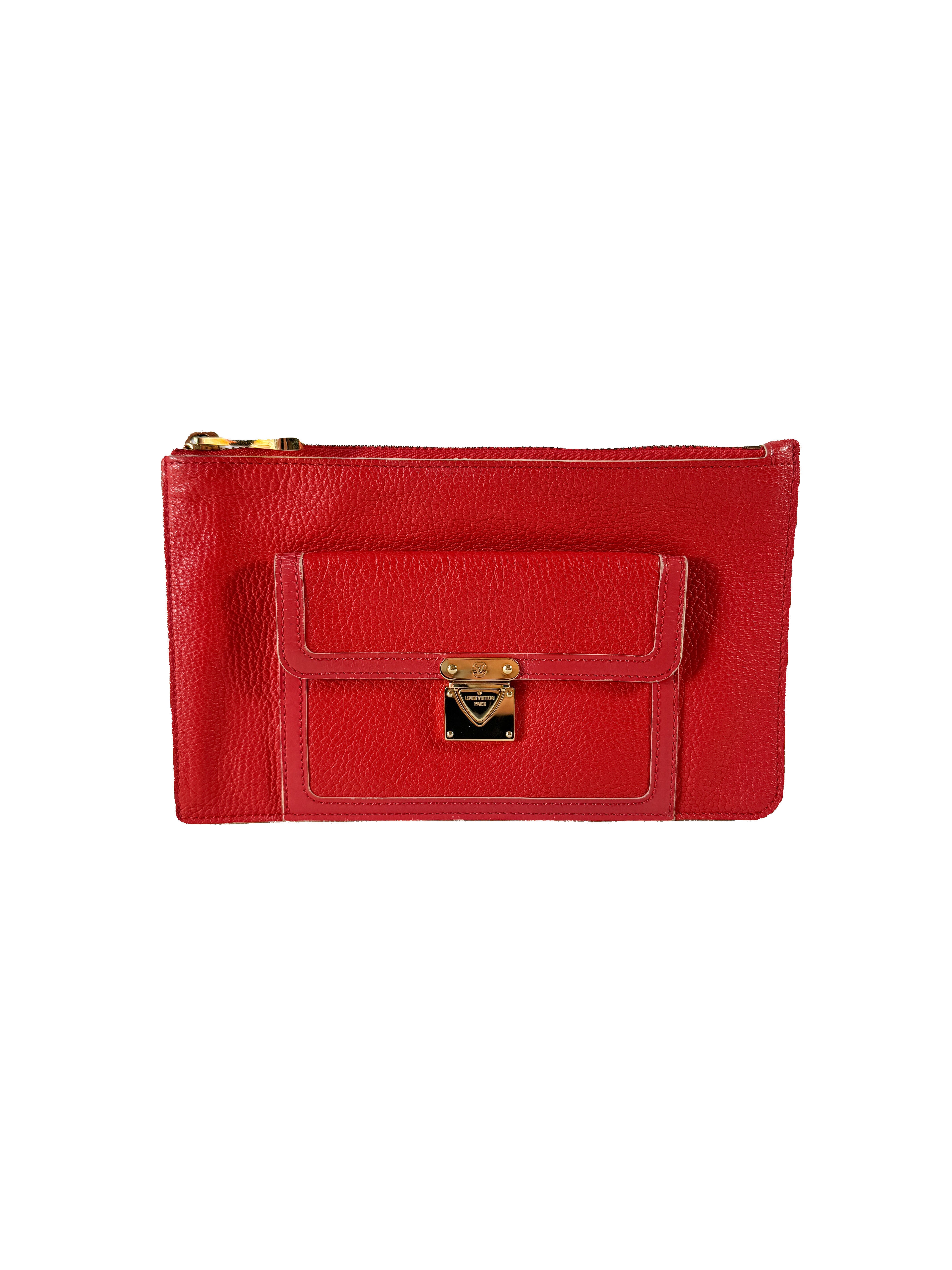 Louis Vuitton red leather Suhali l'Inseparable Zip Pouch DU1025