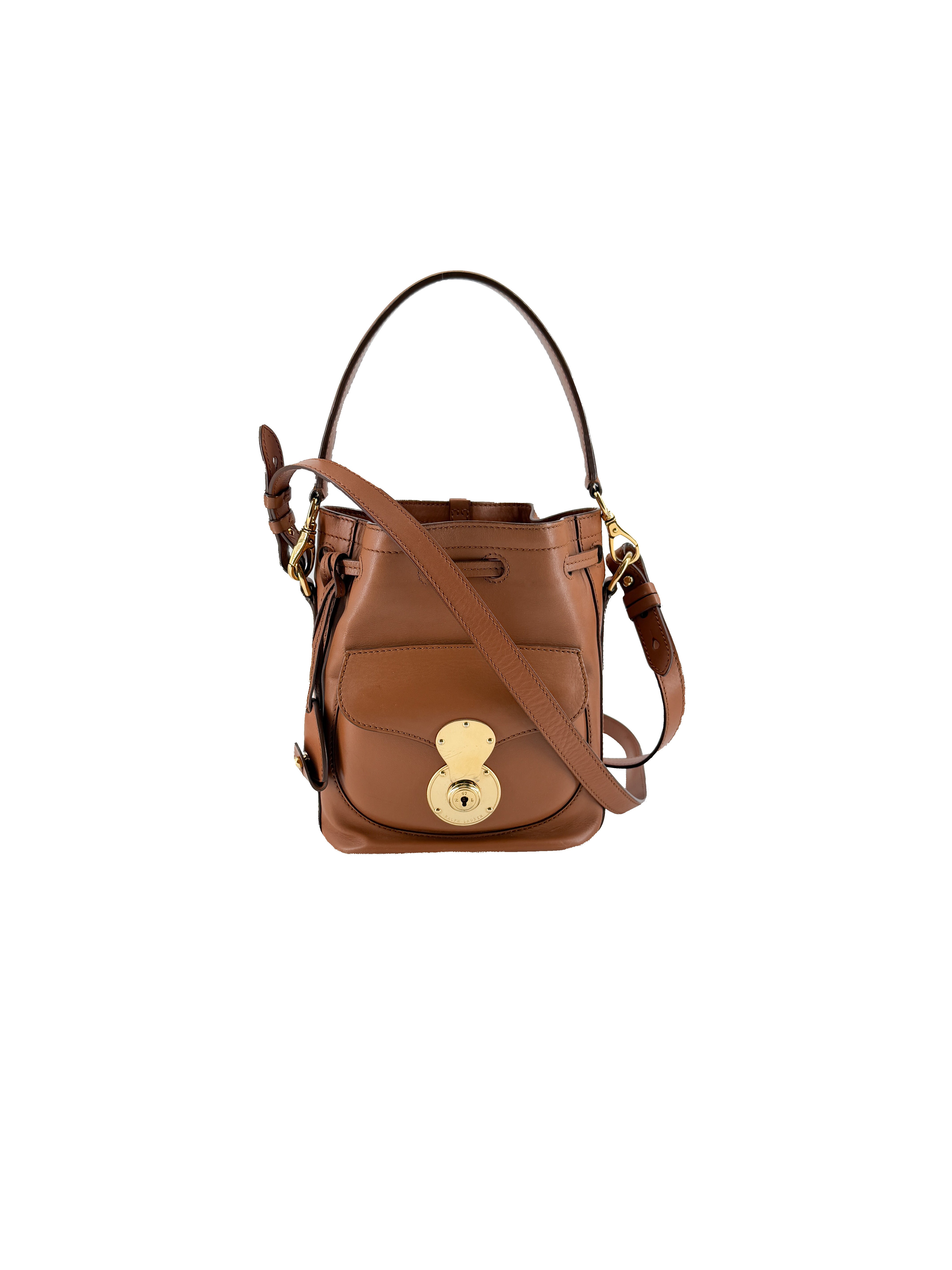 Ralph Lauren brown leather small drawstring Ricky bucket bag
