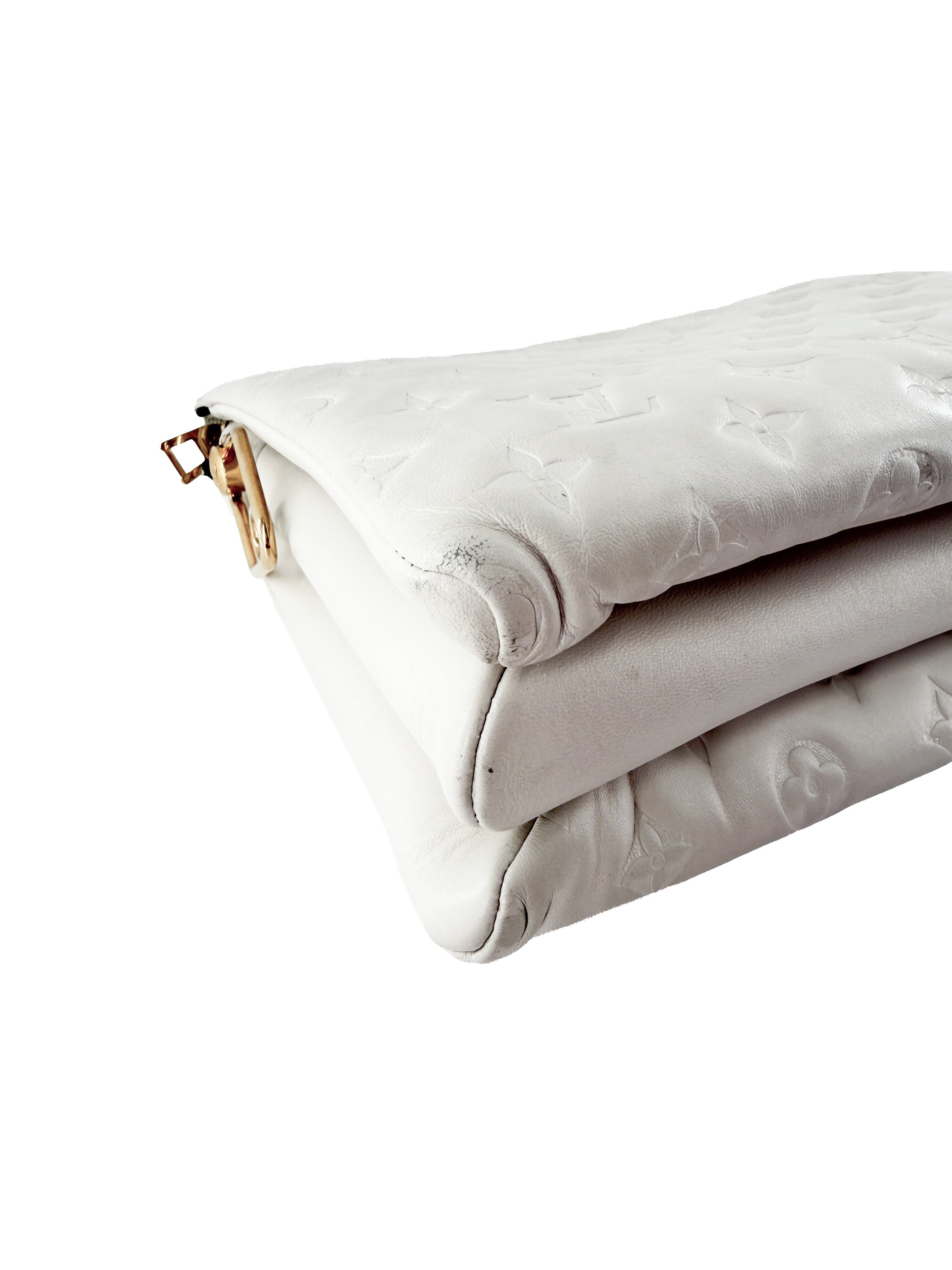 Louis Vuitton white leather monogram Coussin PM NFC