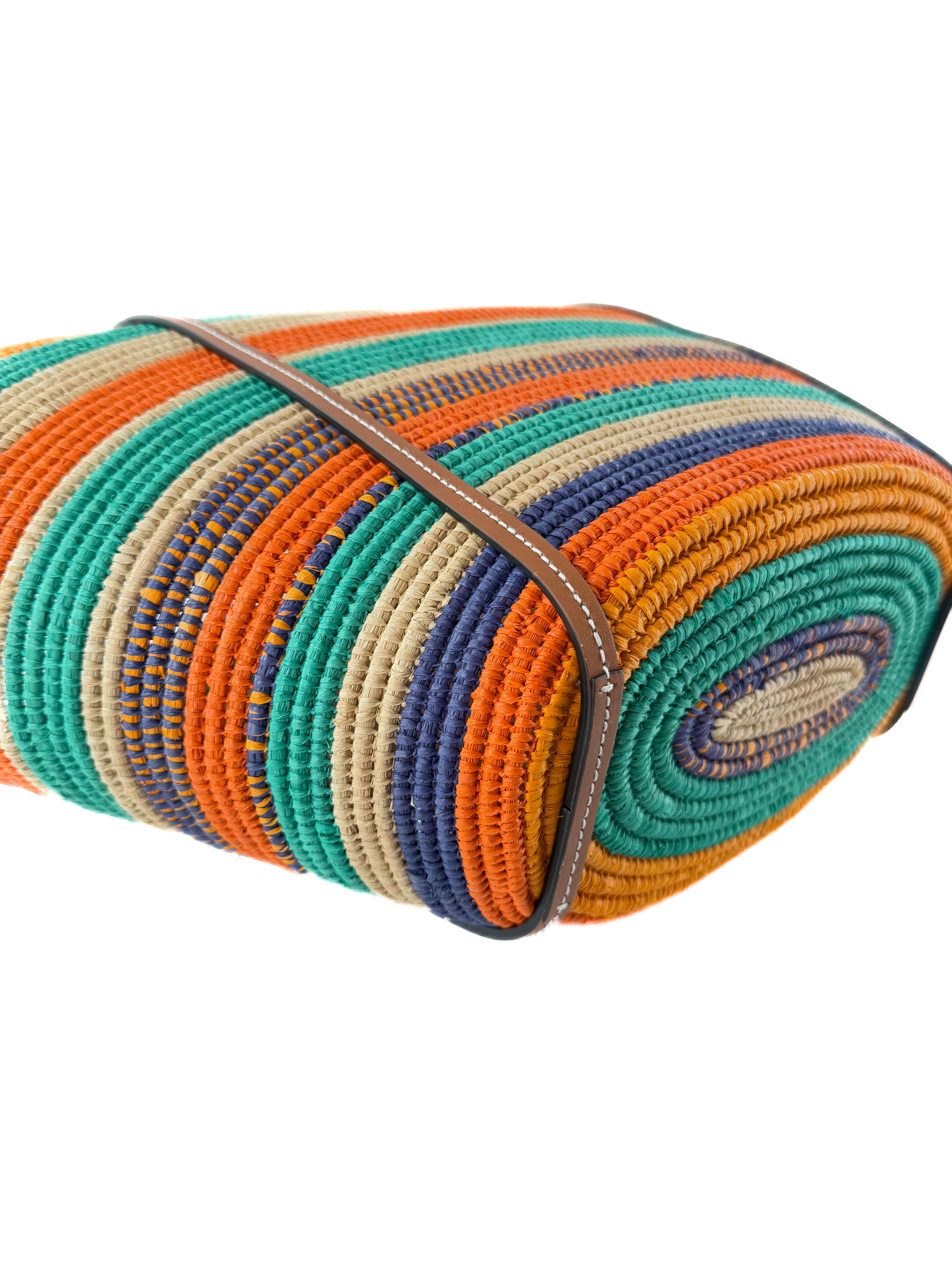 Gucci green, orange raffia interlocking G Blondie tote 746009 525040