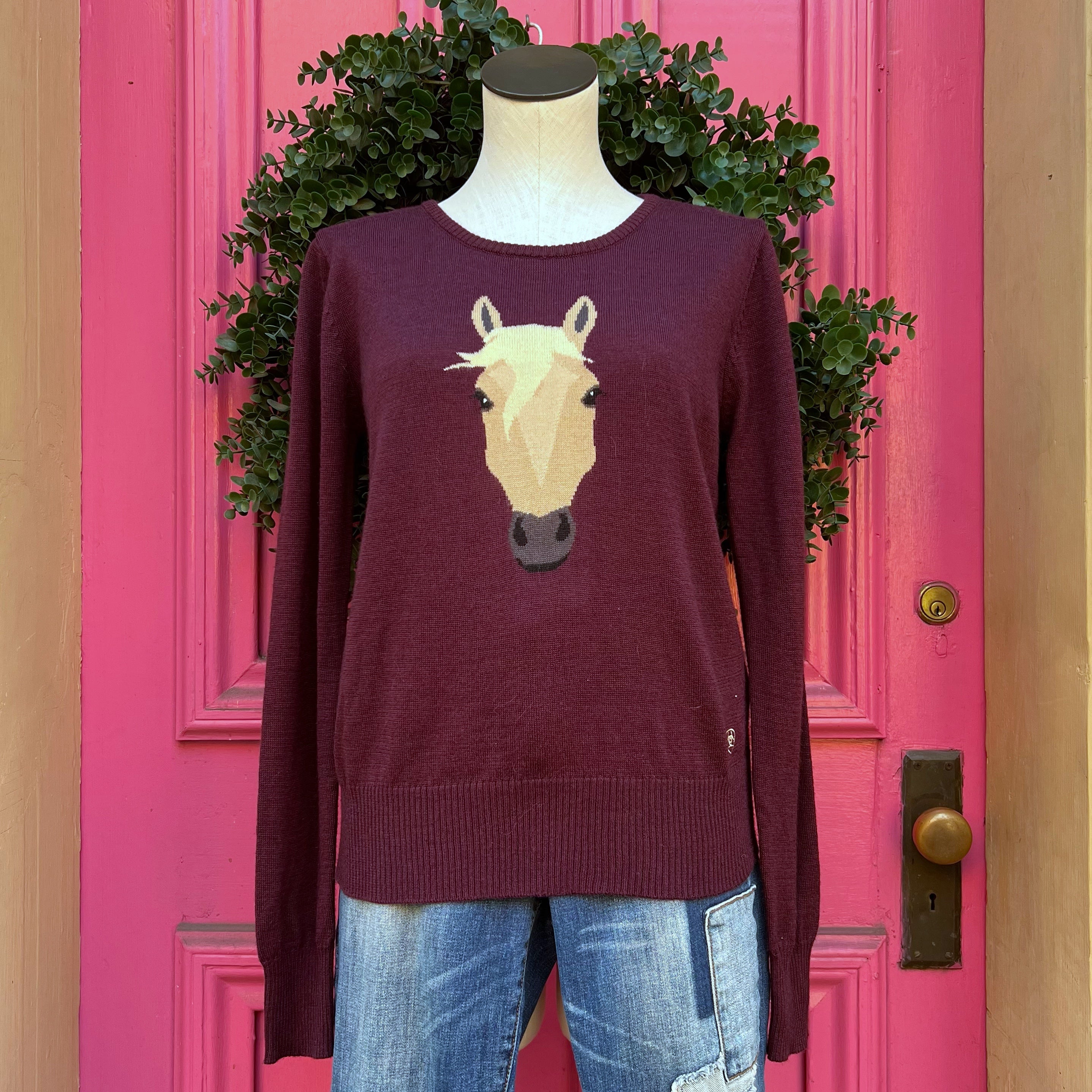 Ariat purple horse sweater size L