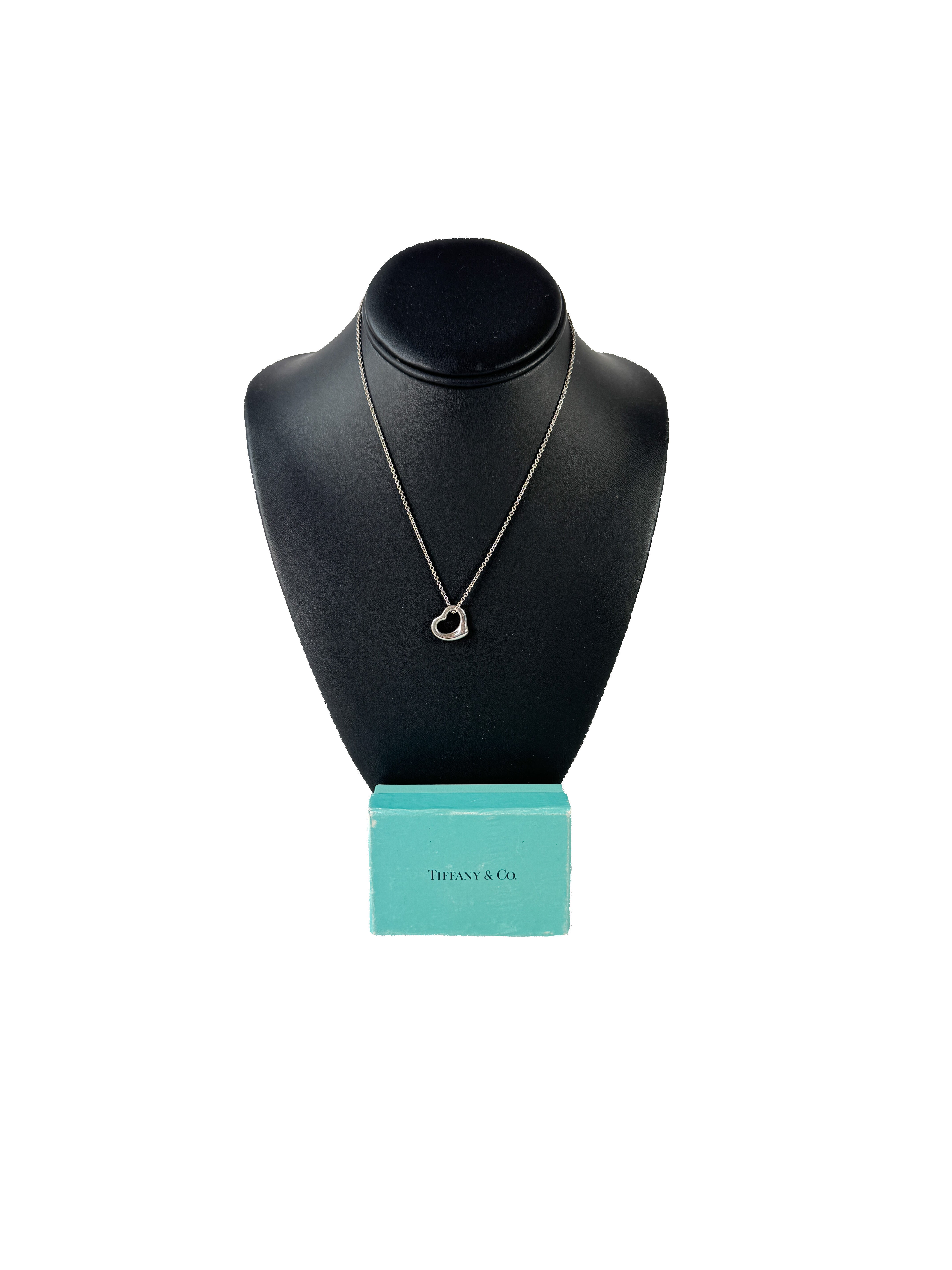 Tiffany & Co Elsa Peretti sterling silver open heart necklace