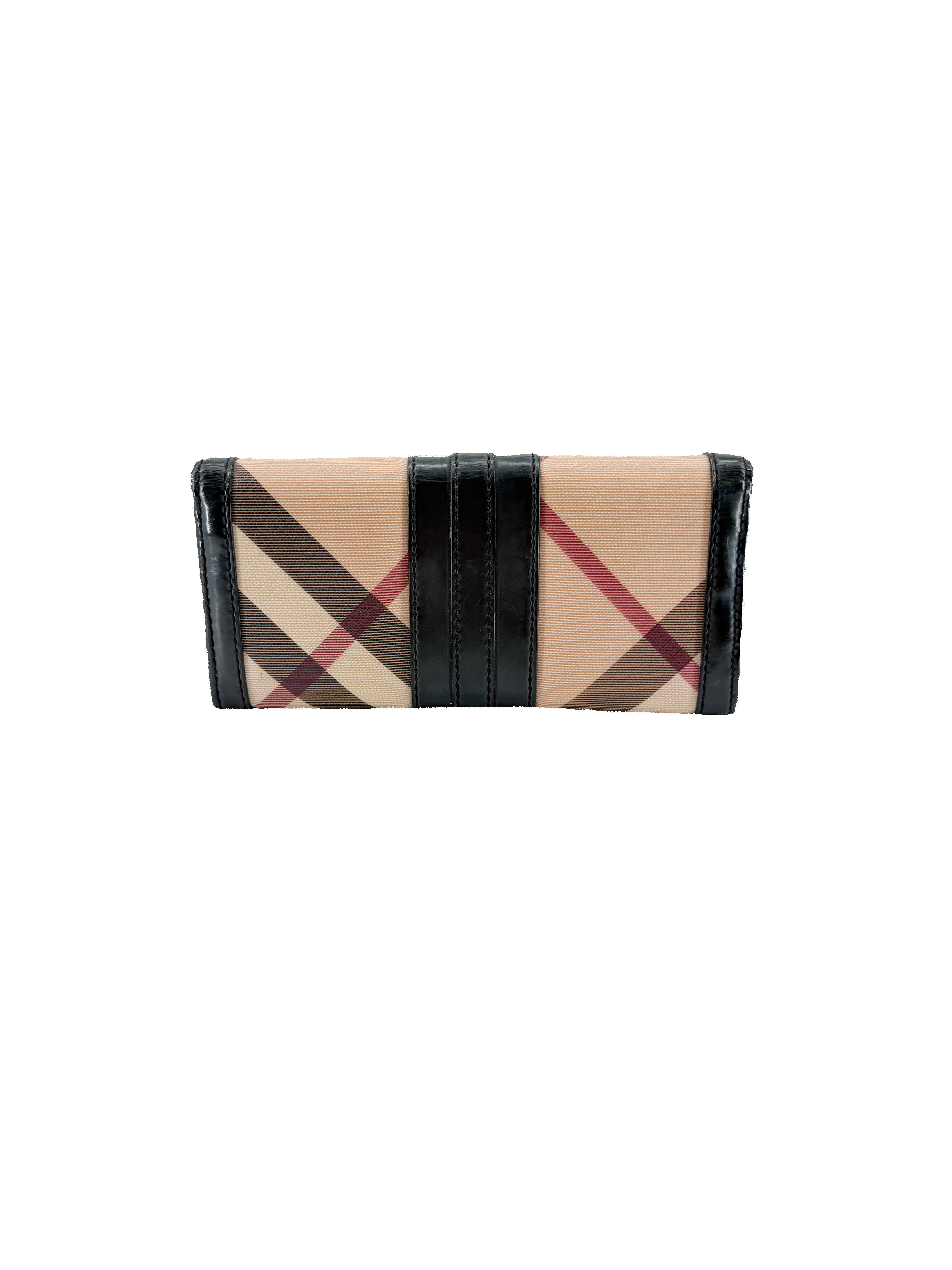 Burberry check black patent leather wallet *as is*