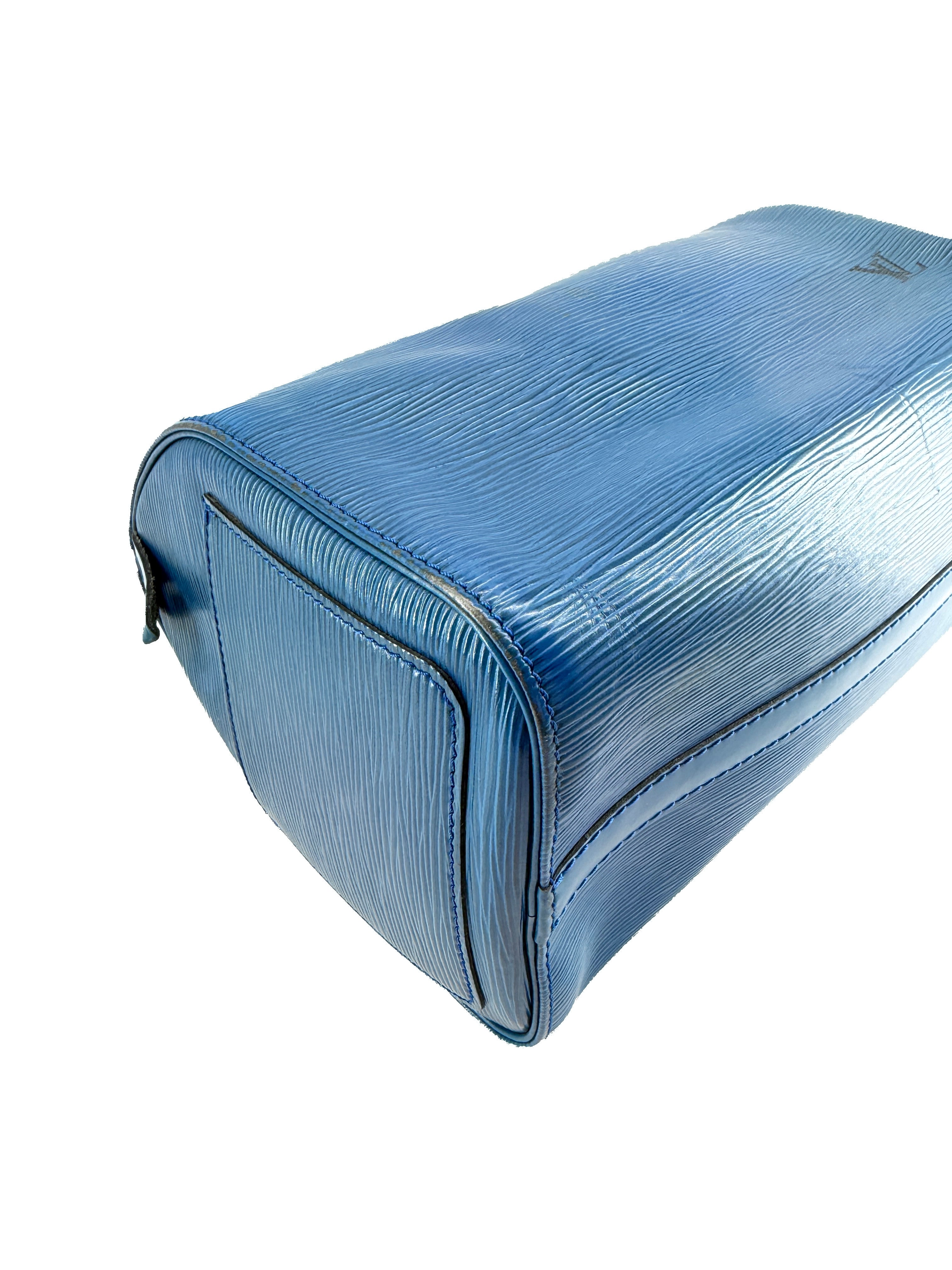 Louis Vuitton blue epi leather Speedy 25 VI0992