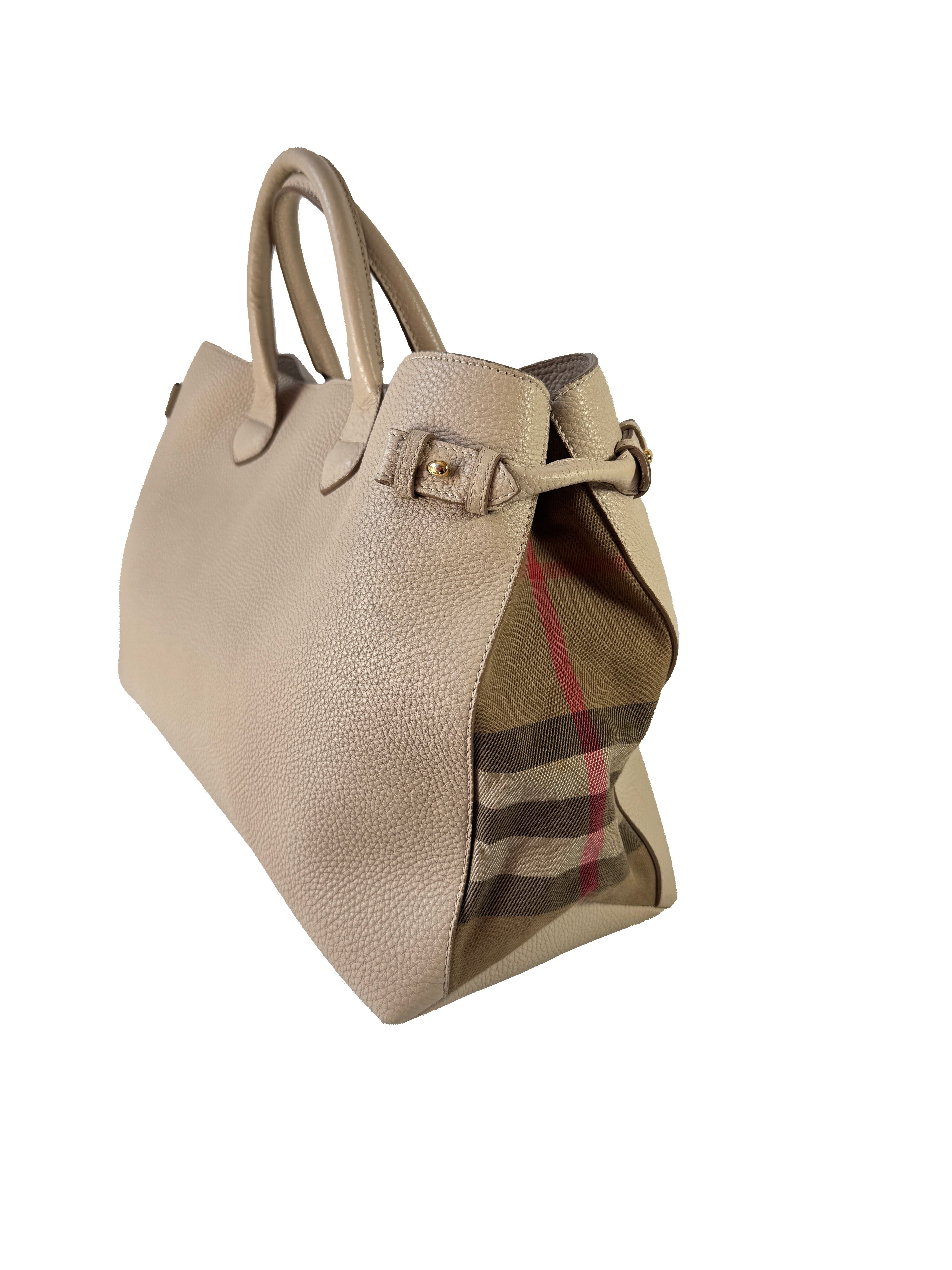 Burberry beige Nova Check Banner satchel
