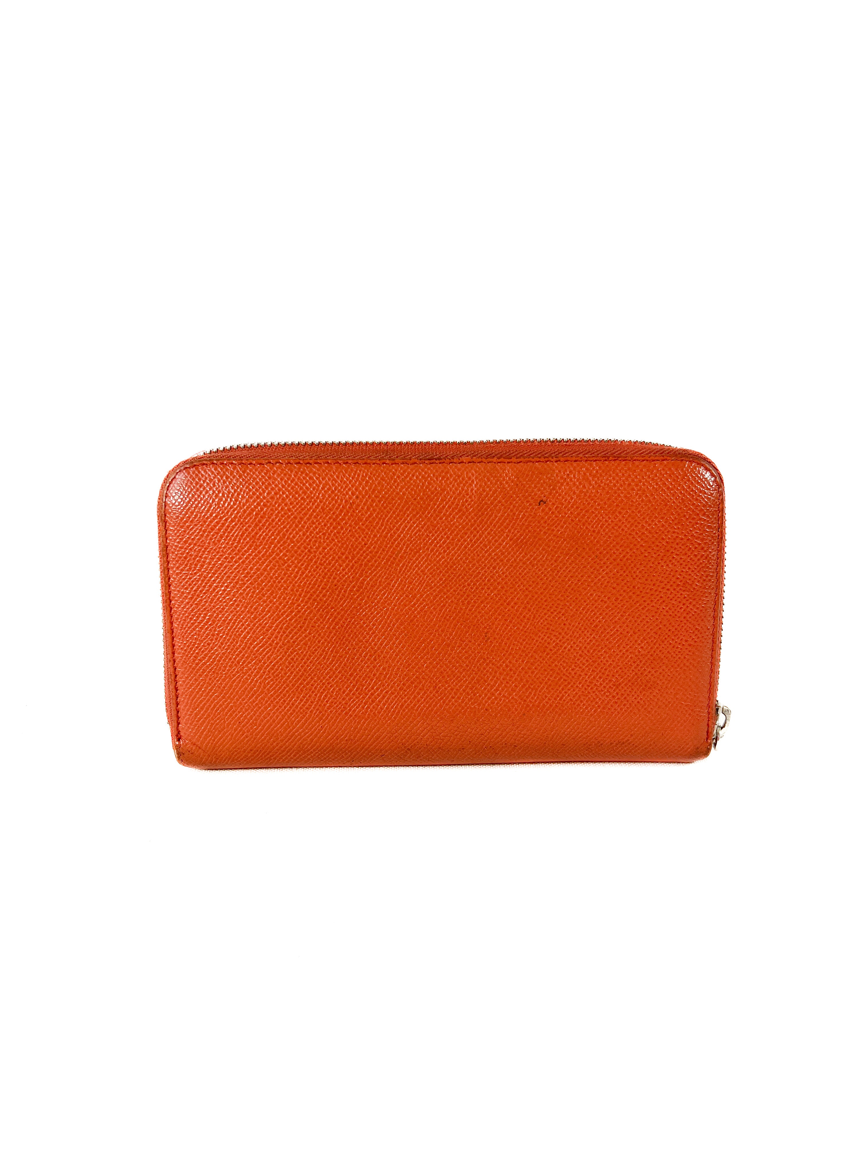 BVGALRI orange leather zip around wallet **as is**