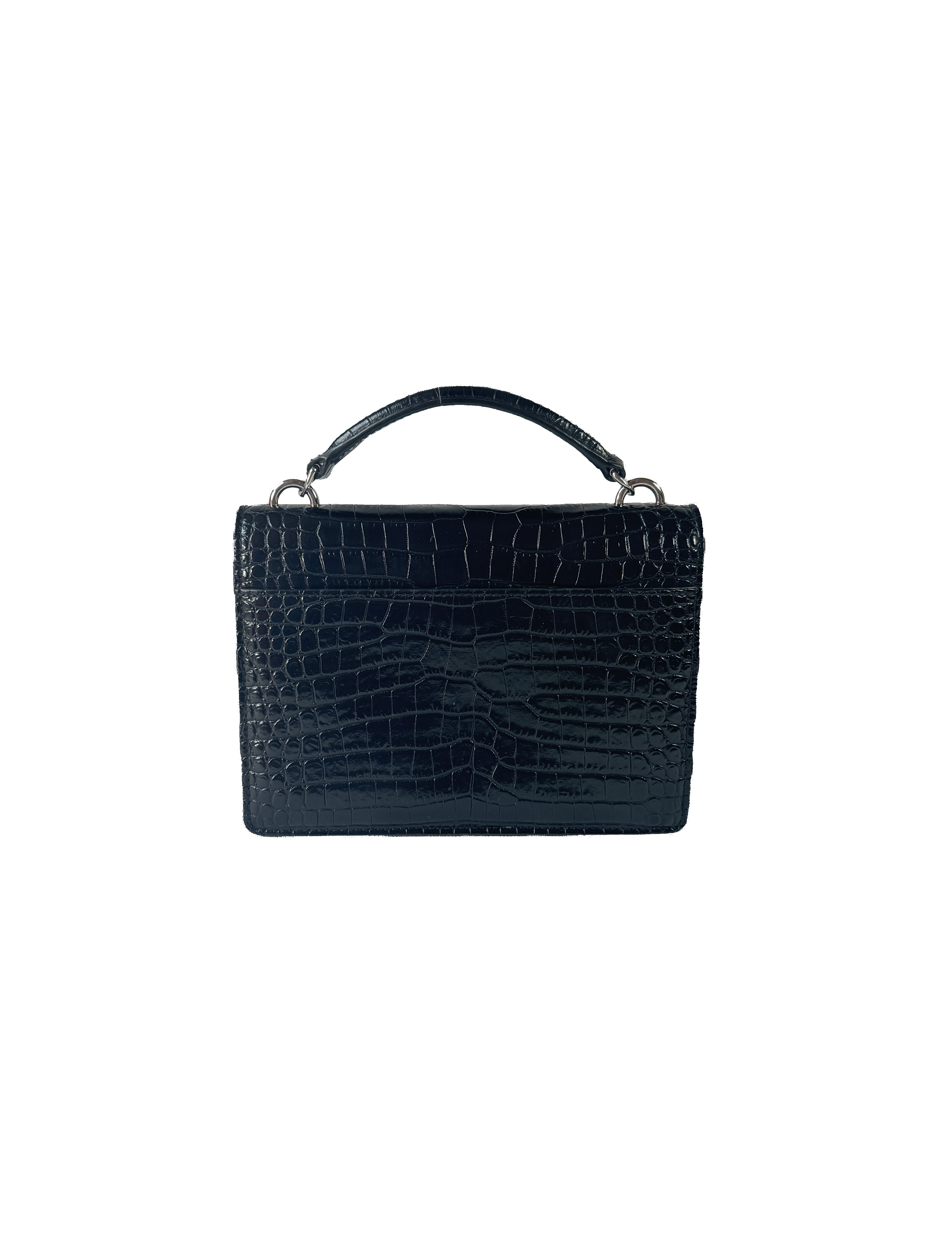 Saint Laurent black croc embossed Sunset mini GUE533026-0219