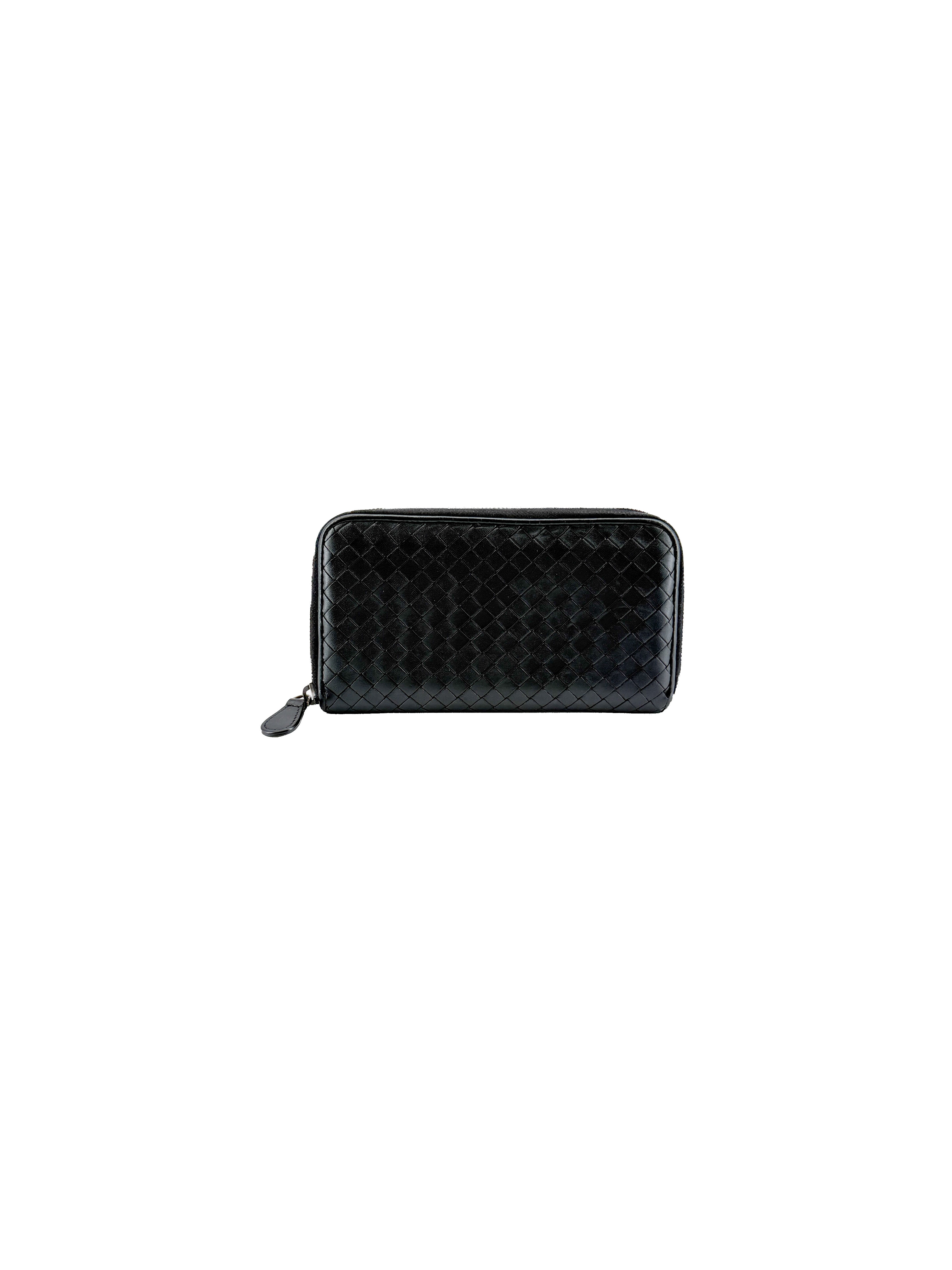 Bottega Veneta black Intrecciato zippy wallet B03196681G