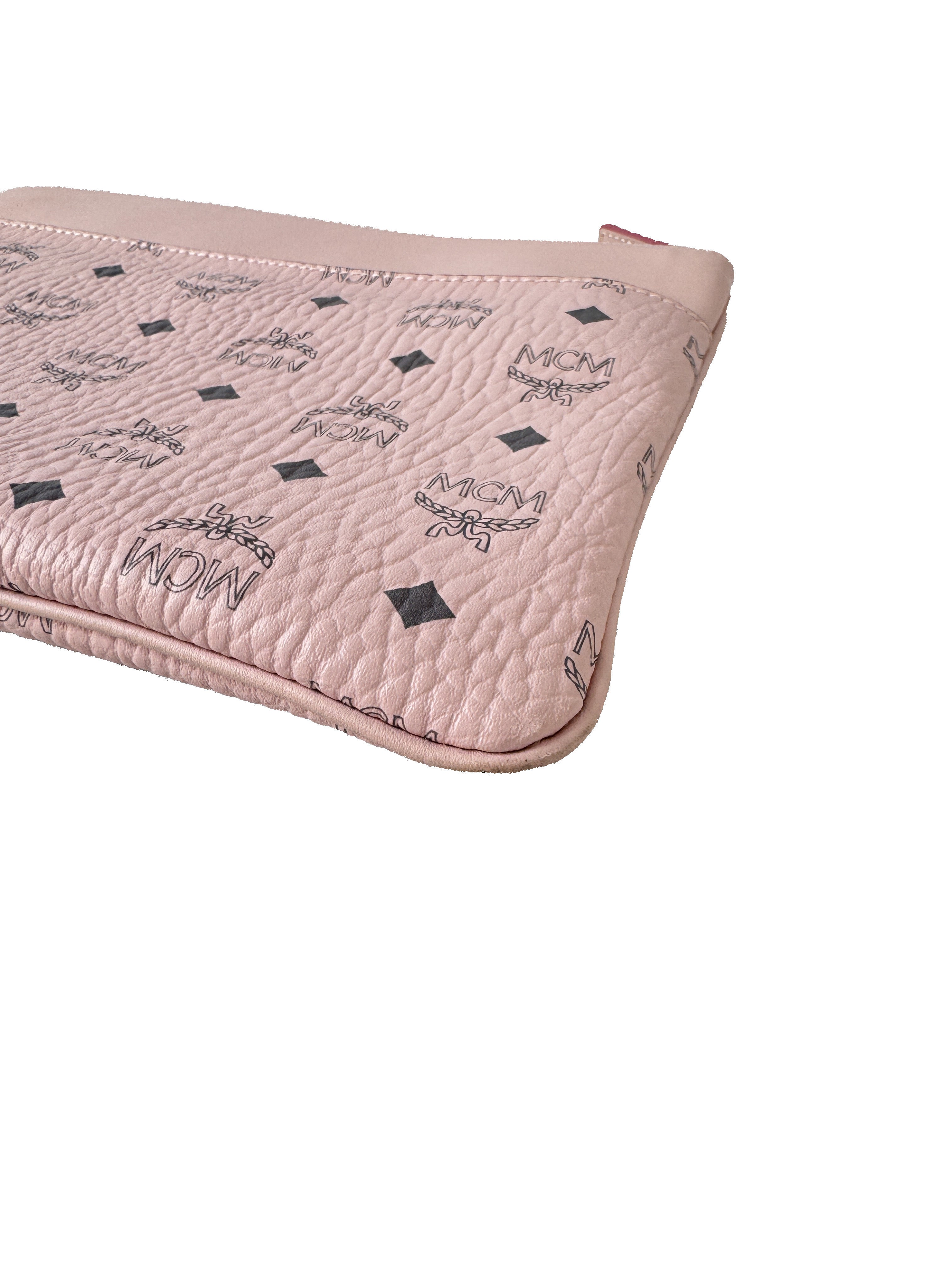 MCM pink medium logo crossbody pouch bag retail $490