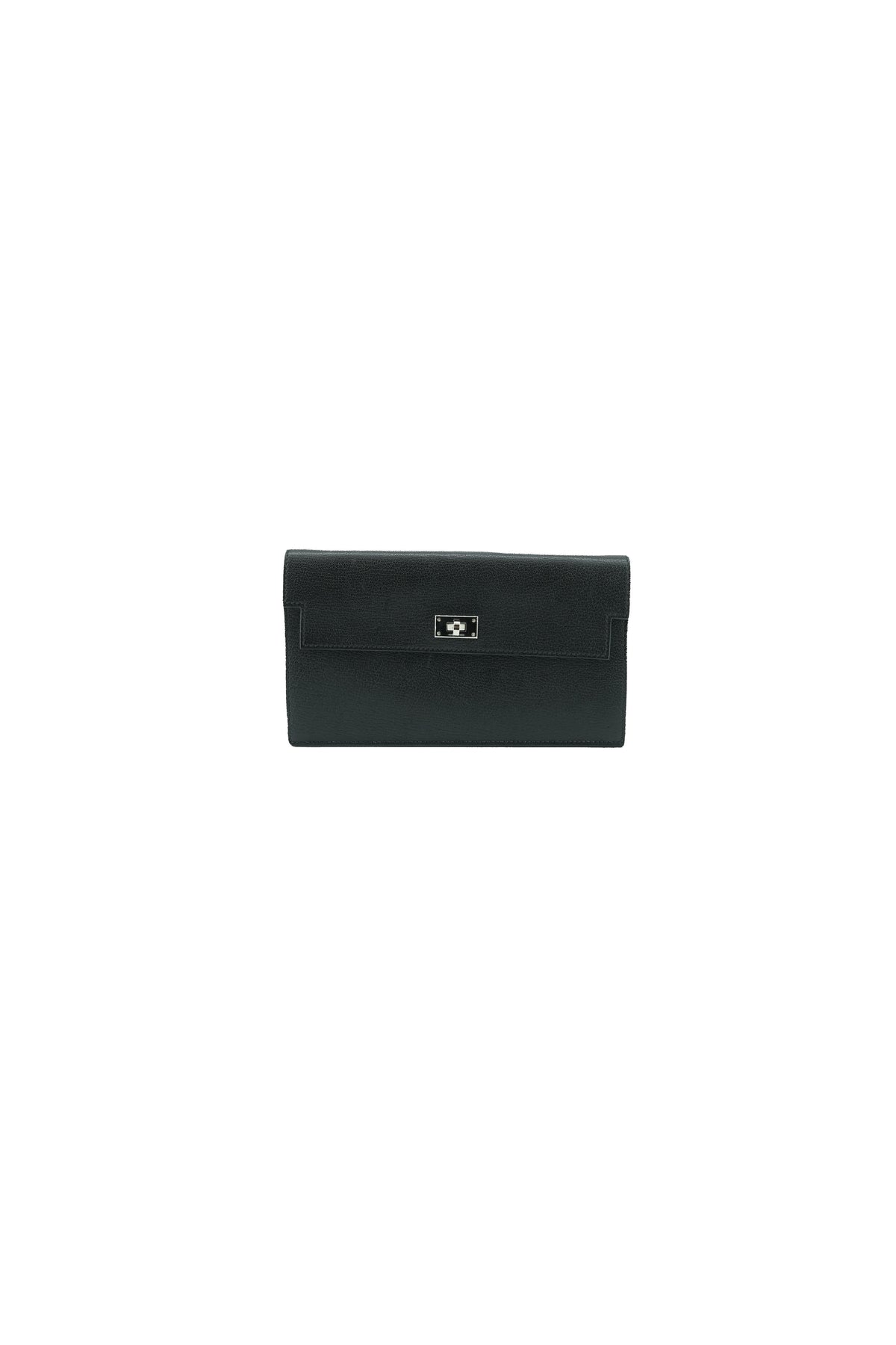 Hermès black Chevre Leather Kelly Pocket Madame Long Wallet