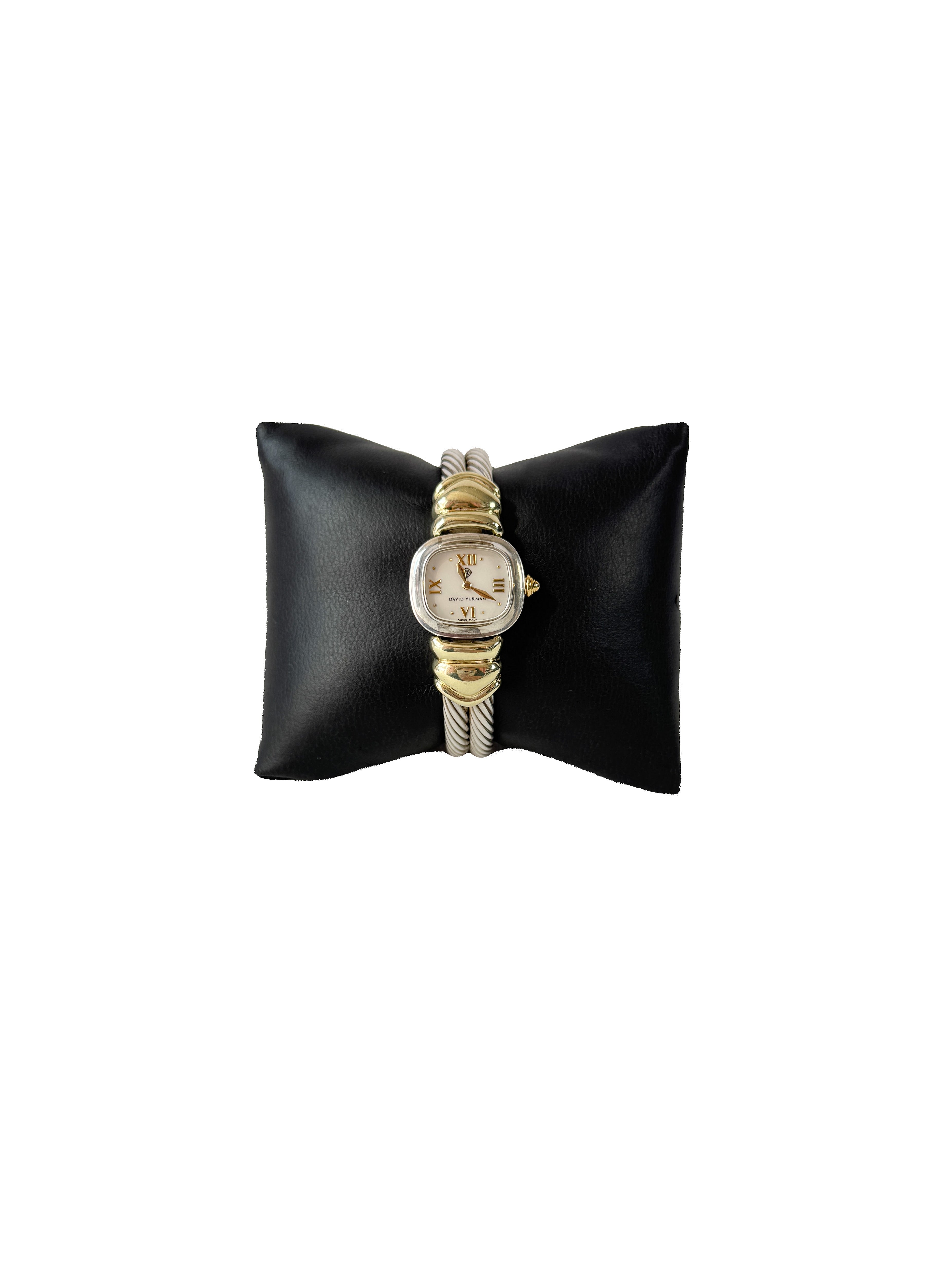 David Yurman sterling silver, 18k gold double cable watch