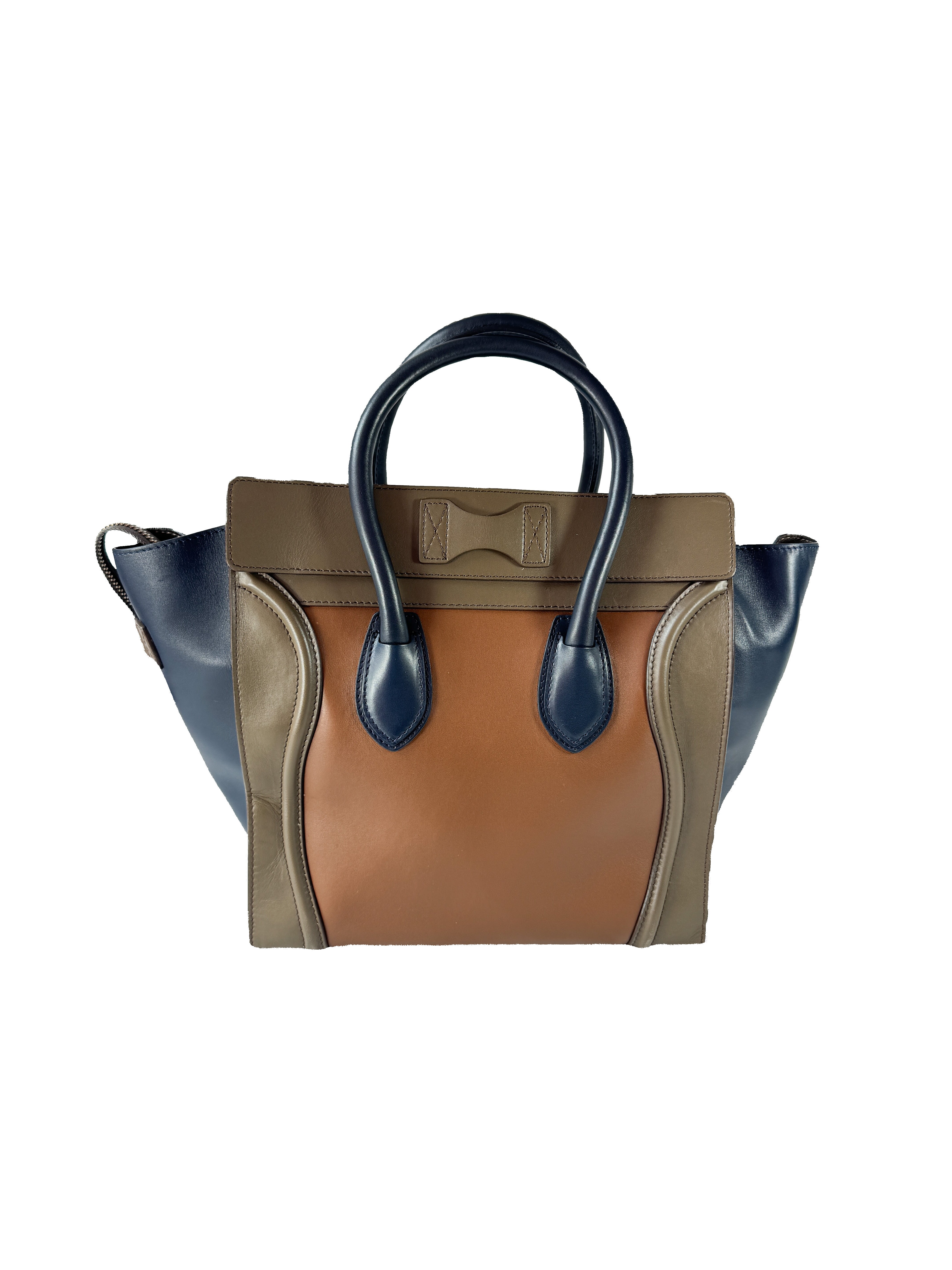 Celine navy, olive, orange luggage mini tote W-AT-0172