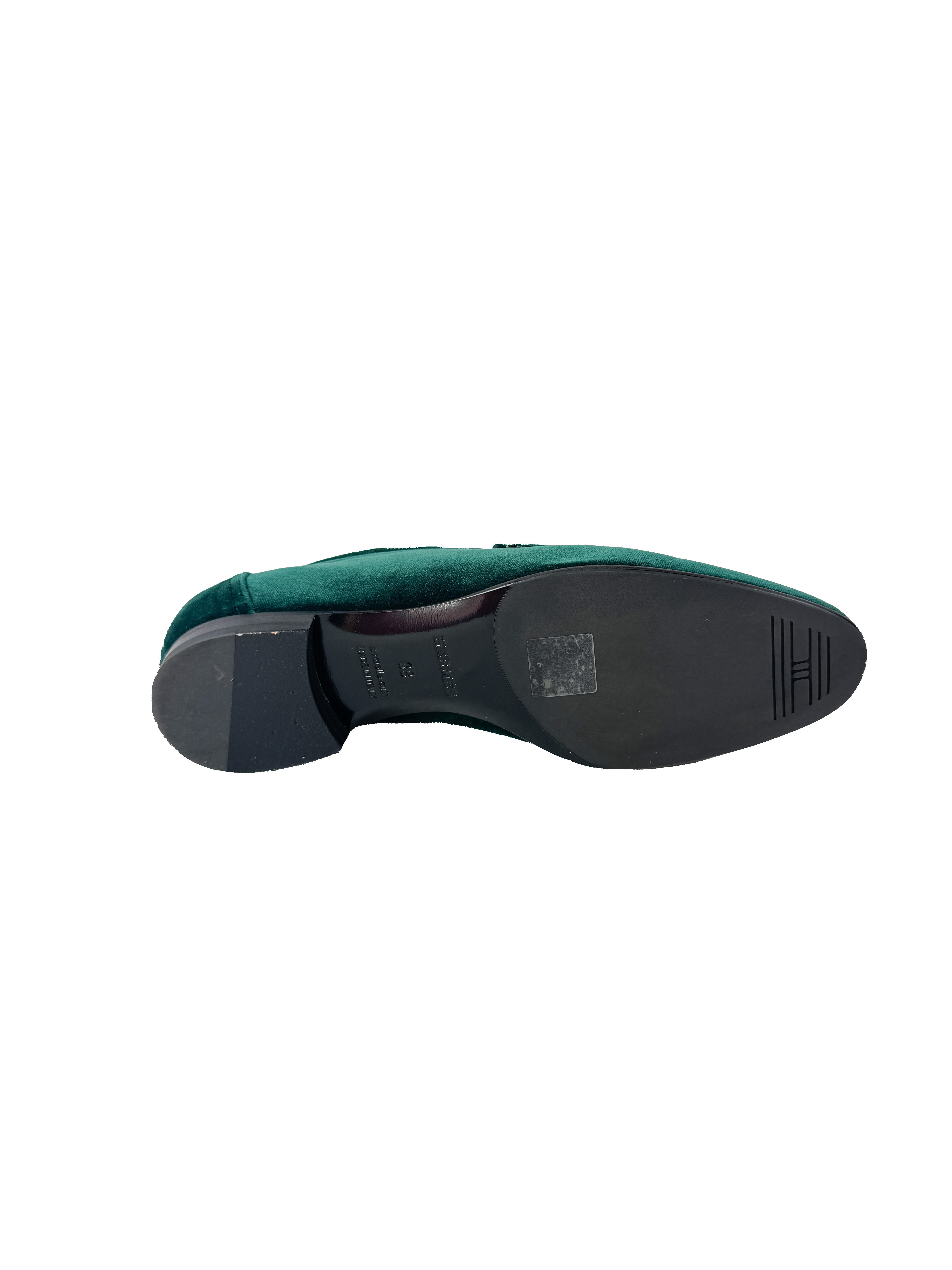 Hermès green velvet Paris loafers 38 Vert Fonce HC232135Z 23 07