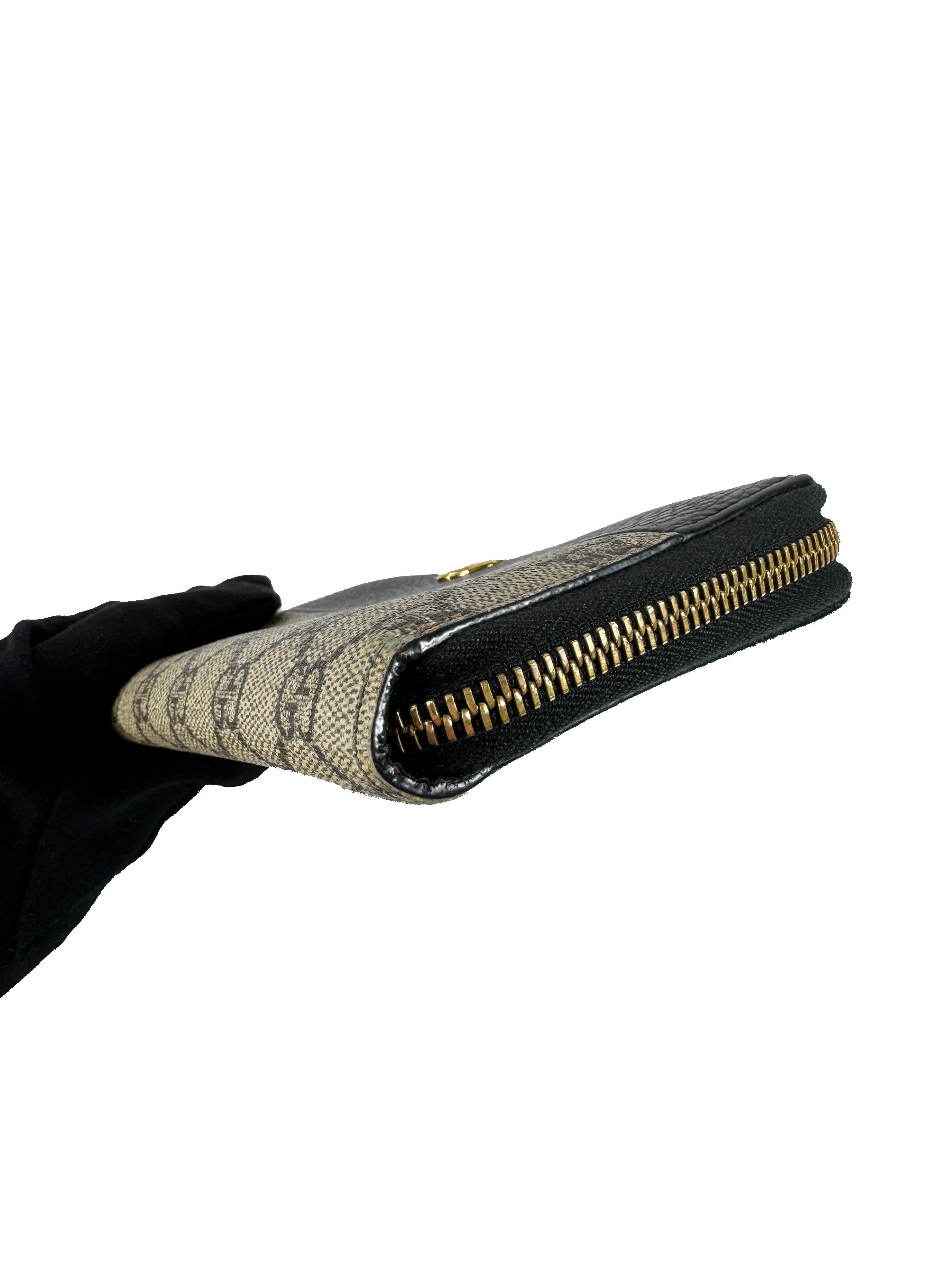 Gucci black/brown Marmont zip around wallet 4561170959