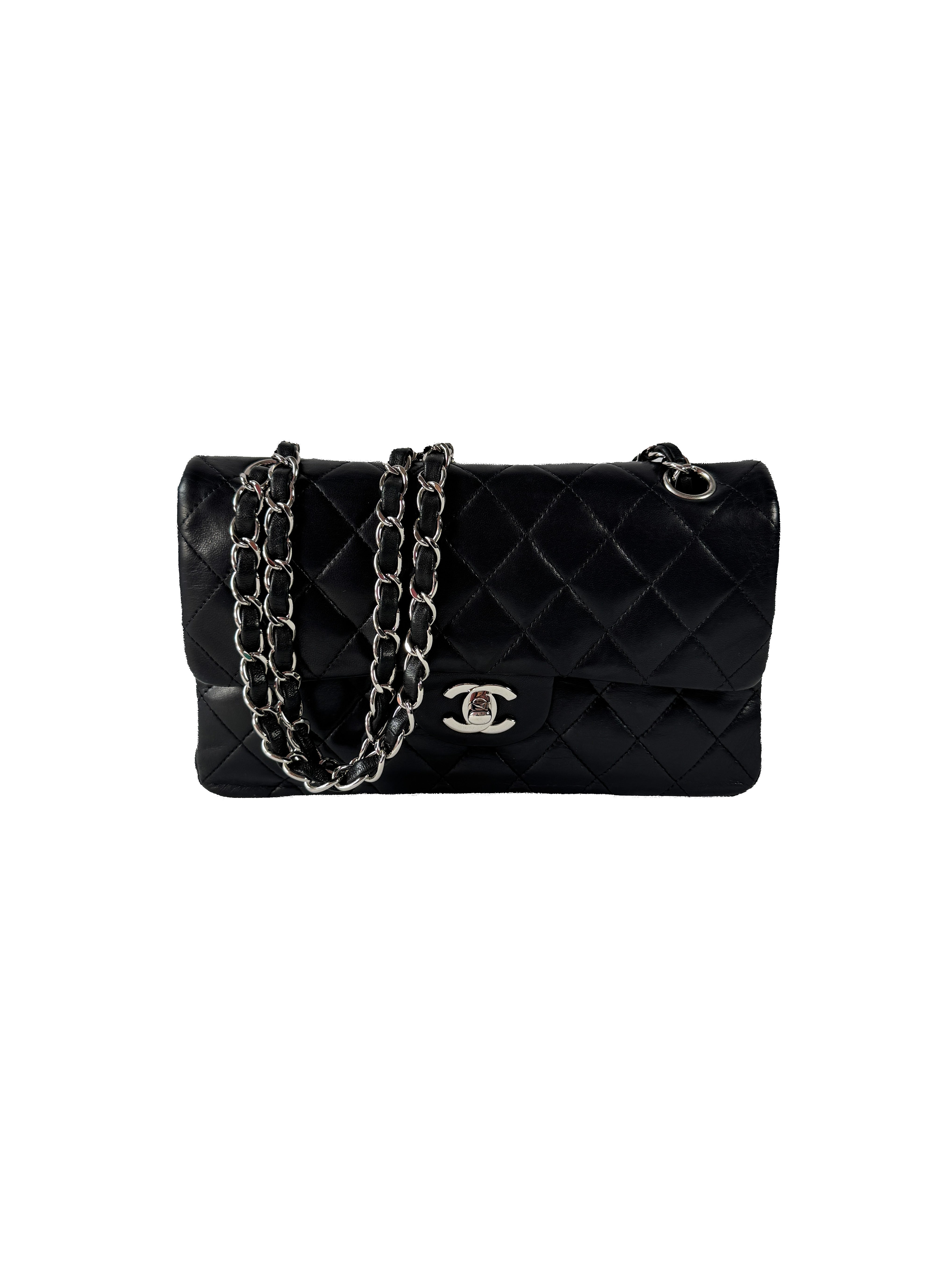 Chanel black classic small lambskin double flap 16299499