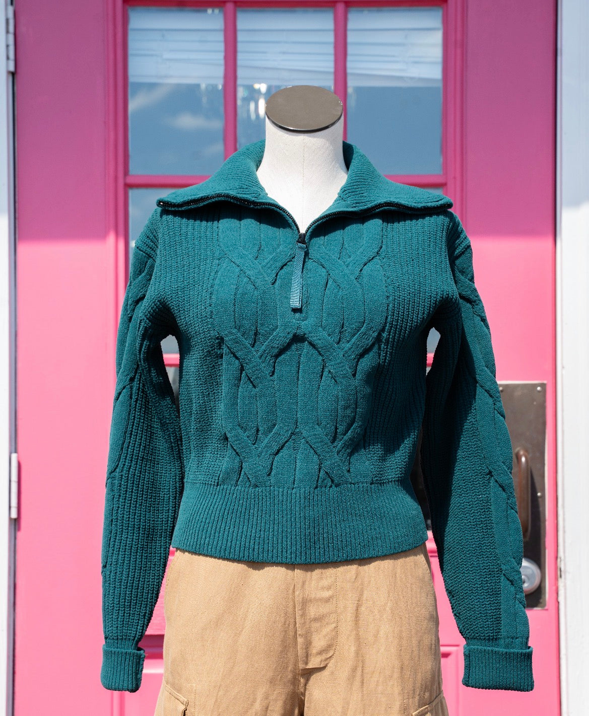 Lululemon teal cropped quarter zip pullover size S