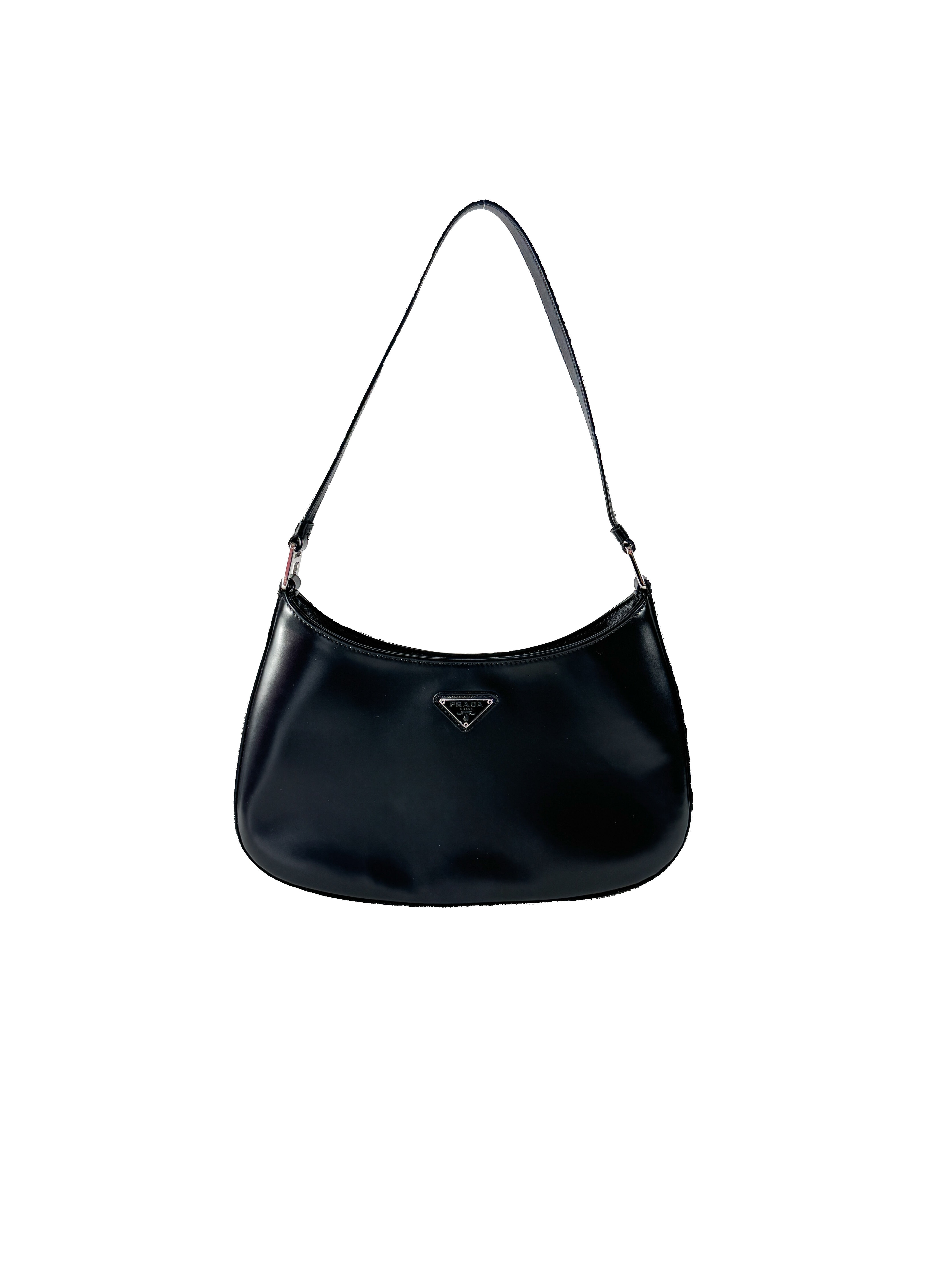 Prada black Cleo Shoulder Bag Brushed Leather