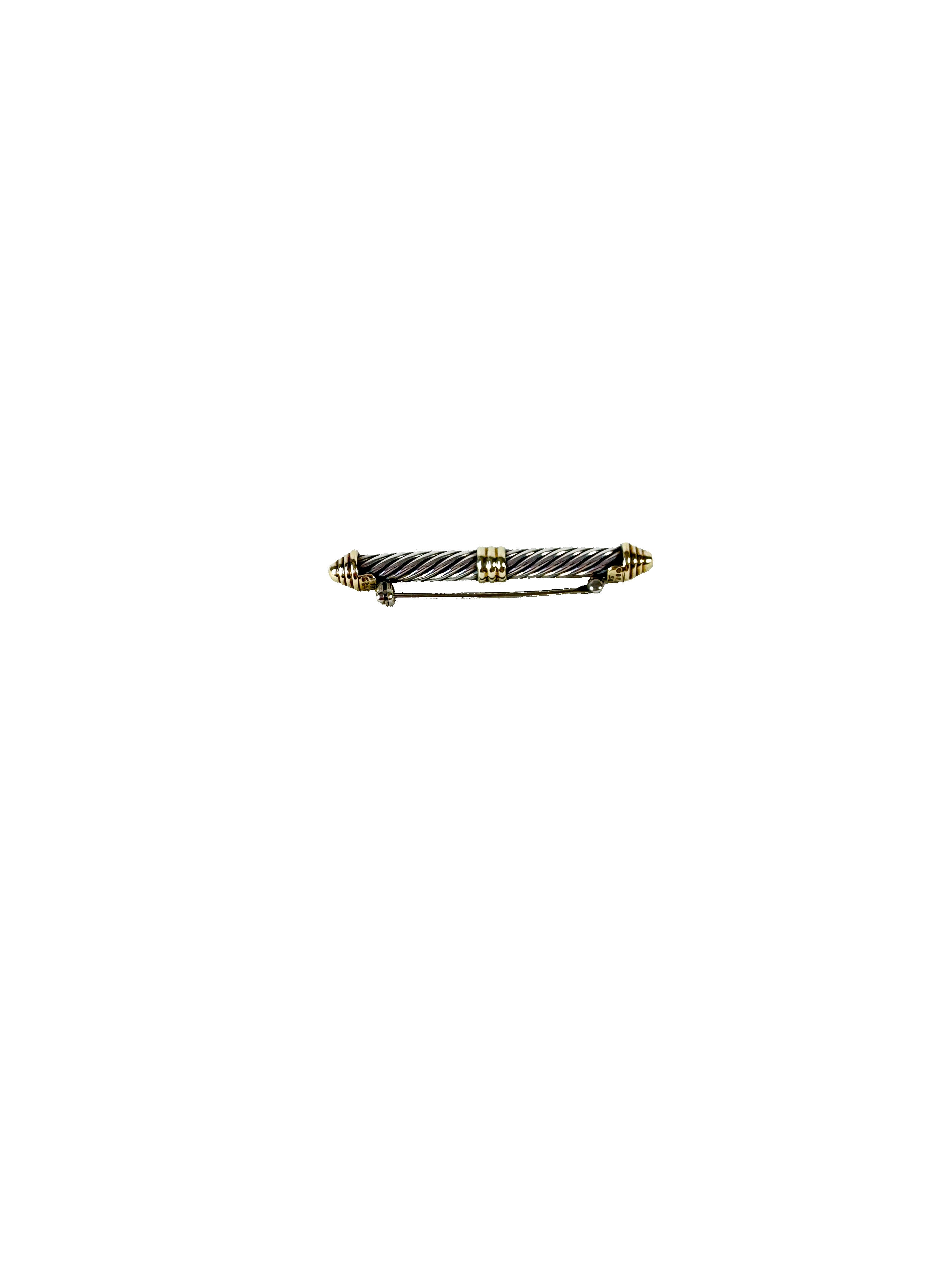 David Yurman sterling silver yellow gold cable bar brooch