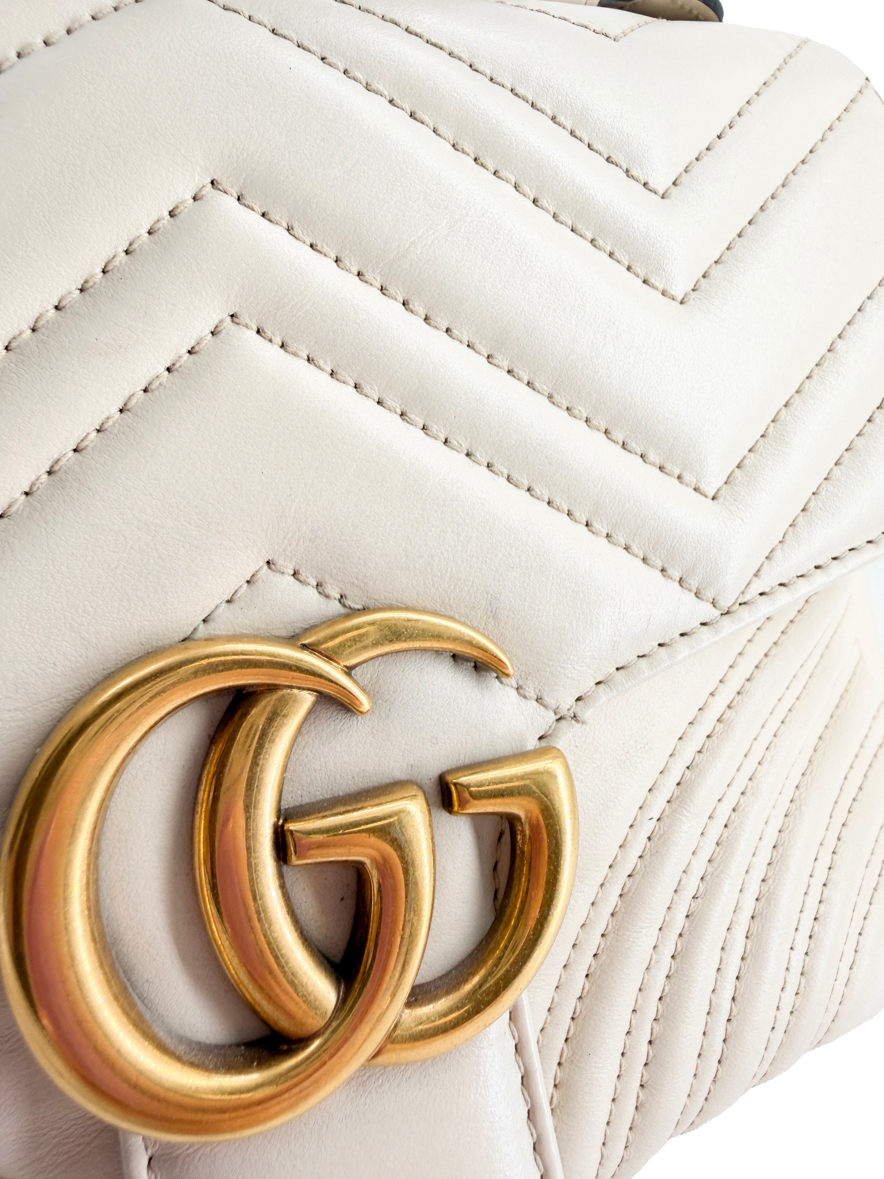 Gucci off white Marmont small top handle bag 498110-204991