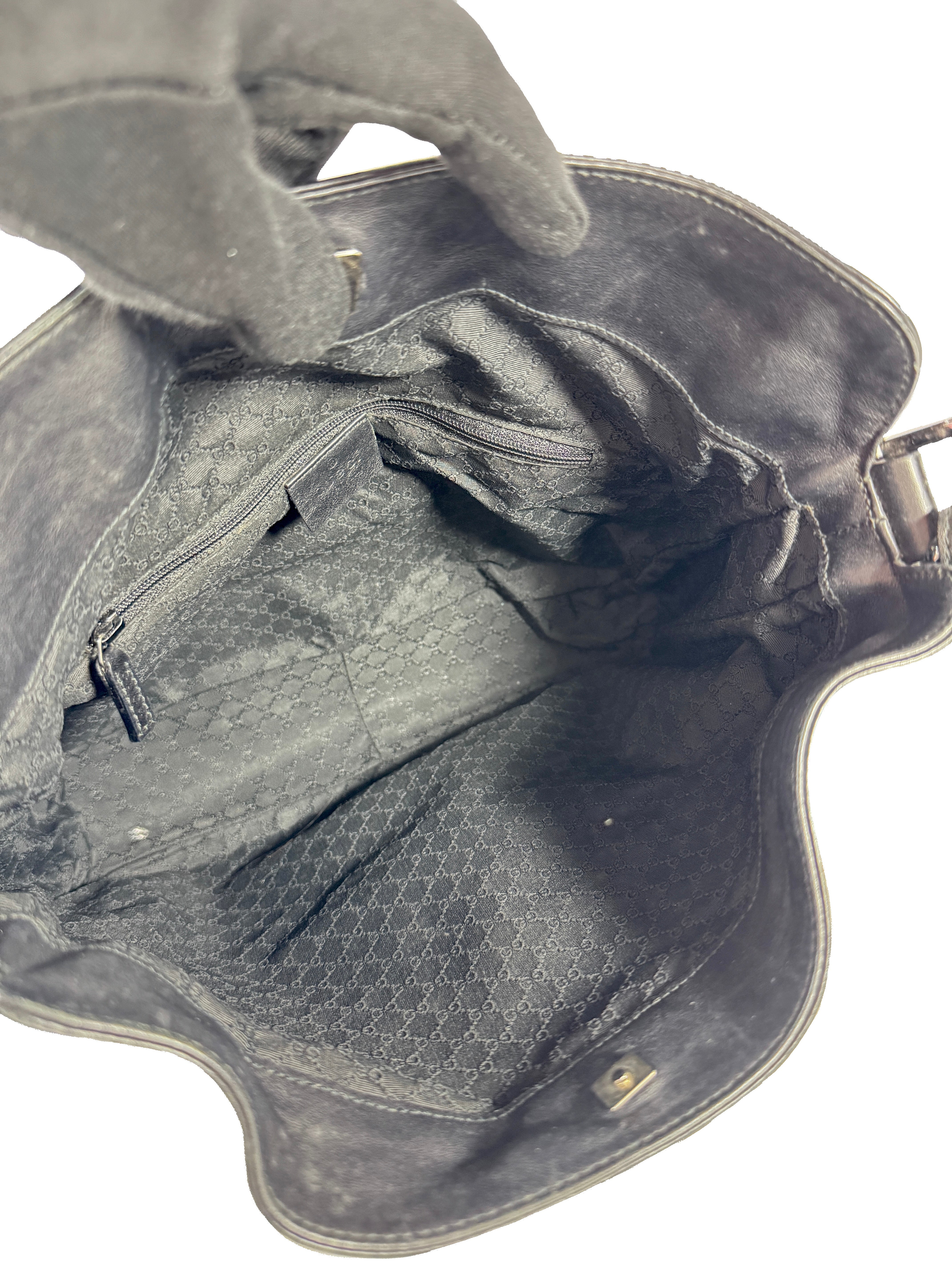 Gucci black leather bamboo handle bag 14095001553