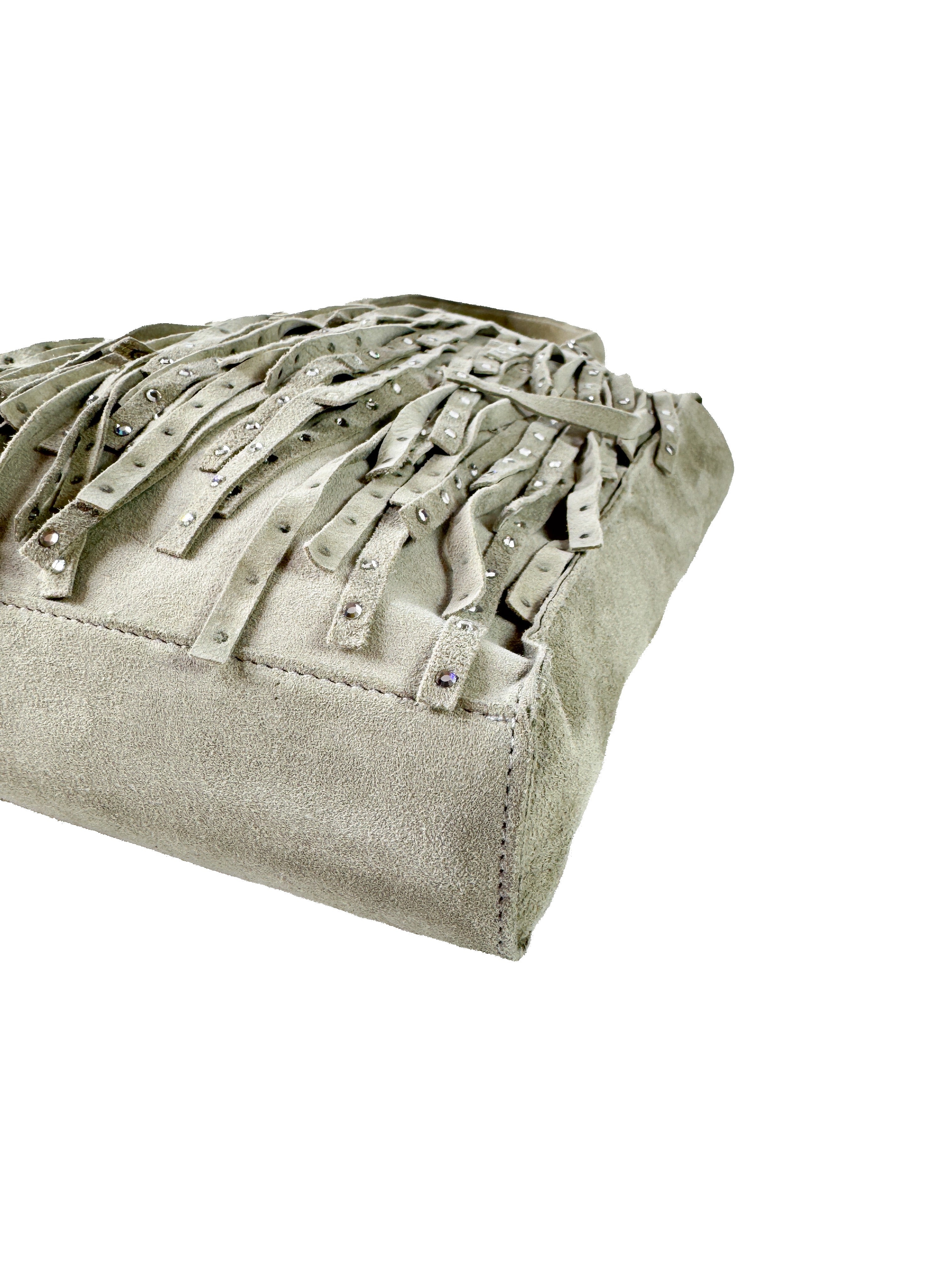 Chanel gray suede fringe mini tote 6212155