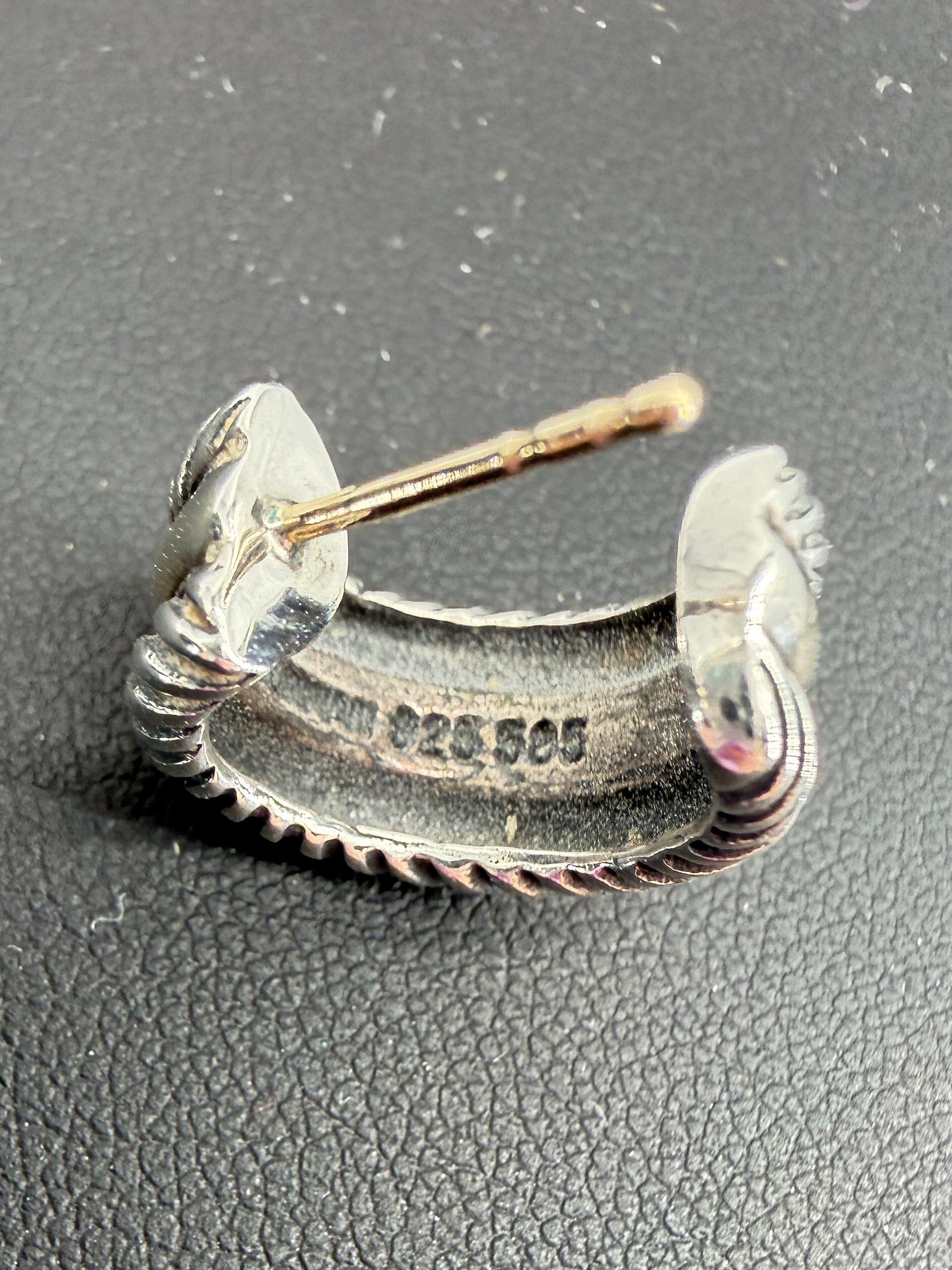 David Yurman sterling silver, yellow gold small huggie hoop earrings