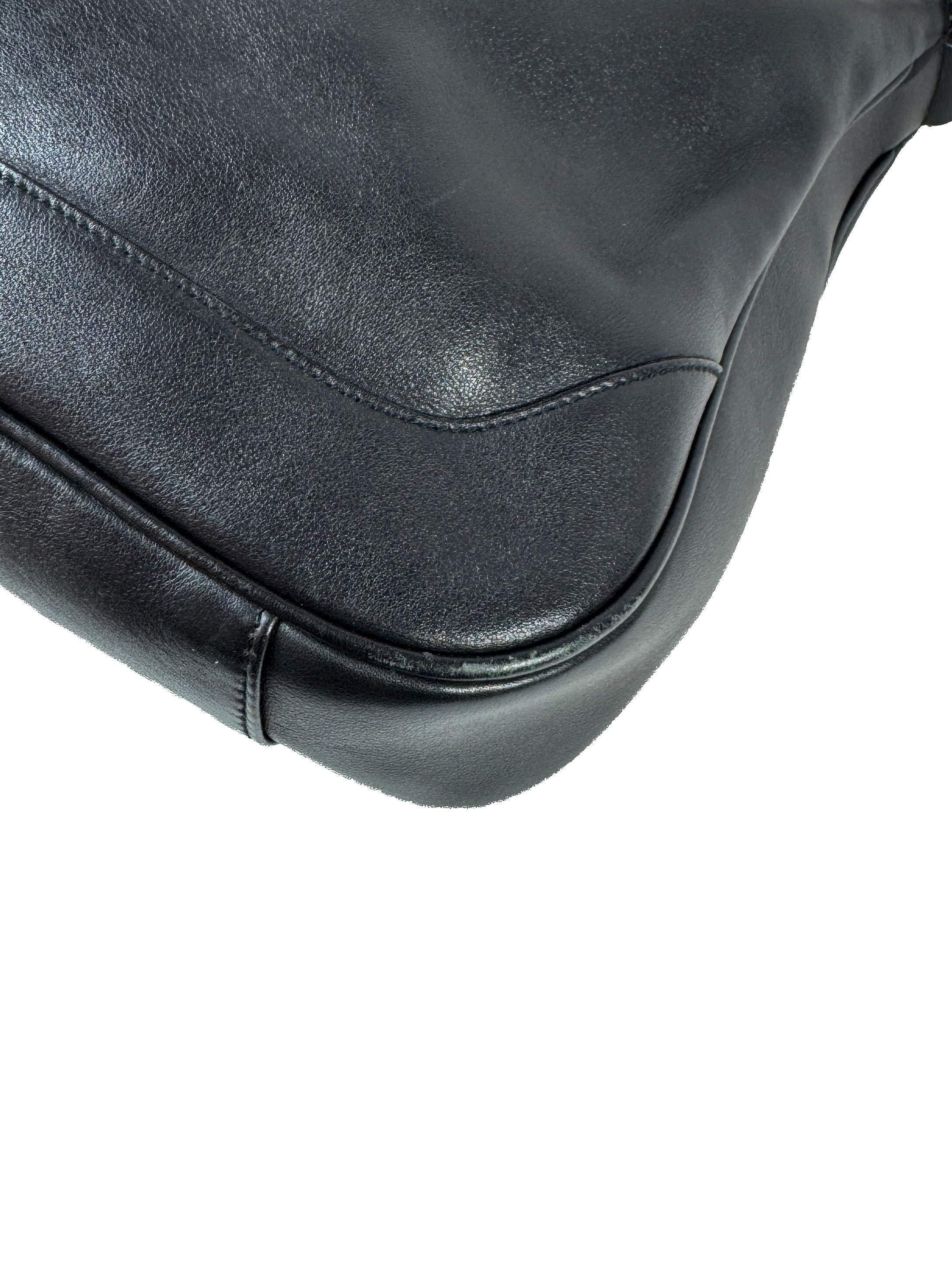 Gucci black leather bamboo handle bag 14095001553