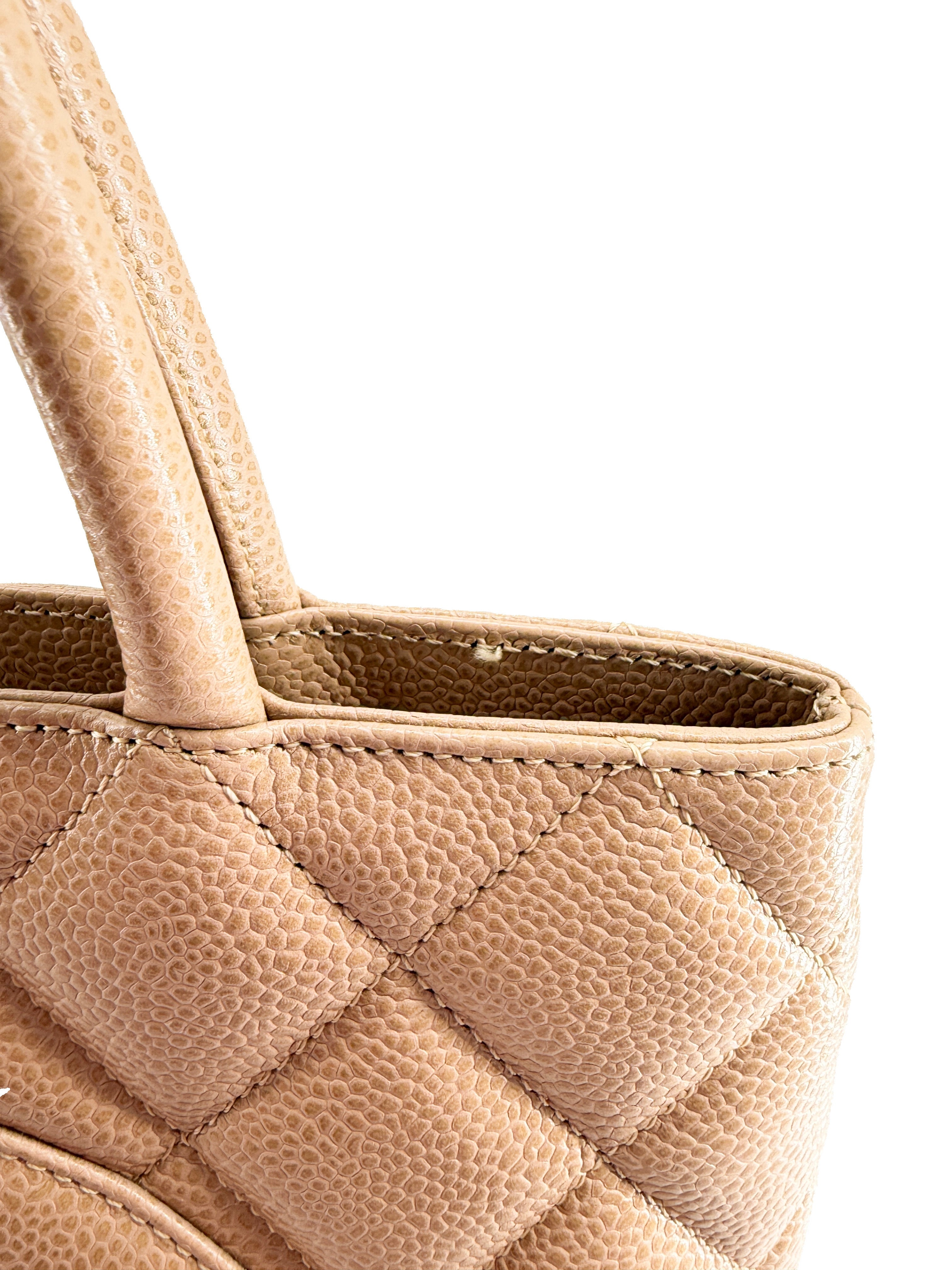 Chanel beige quilted caviar Medallion tote 7891915