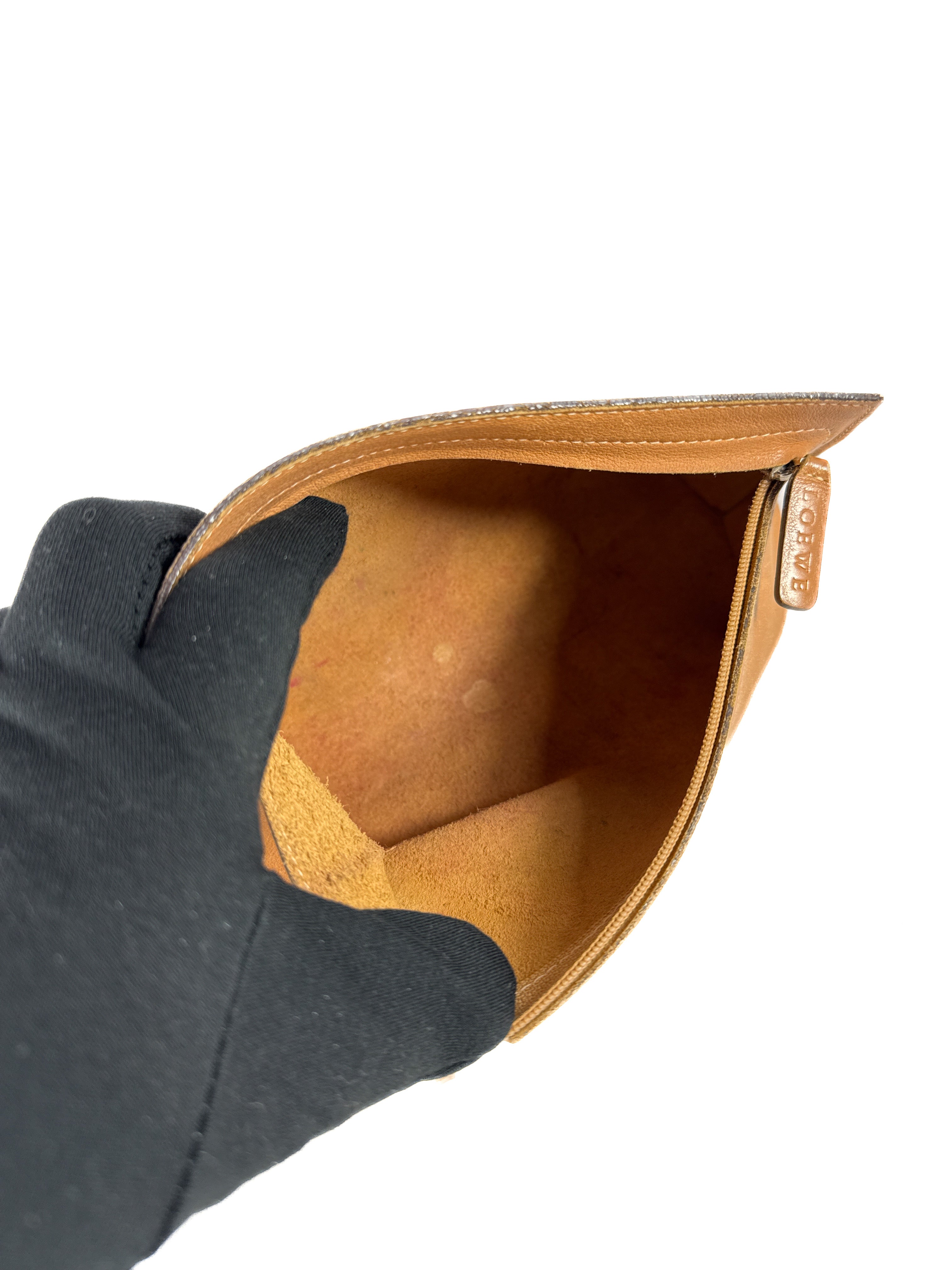 Loewe brown leather vintage zip pouch