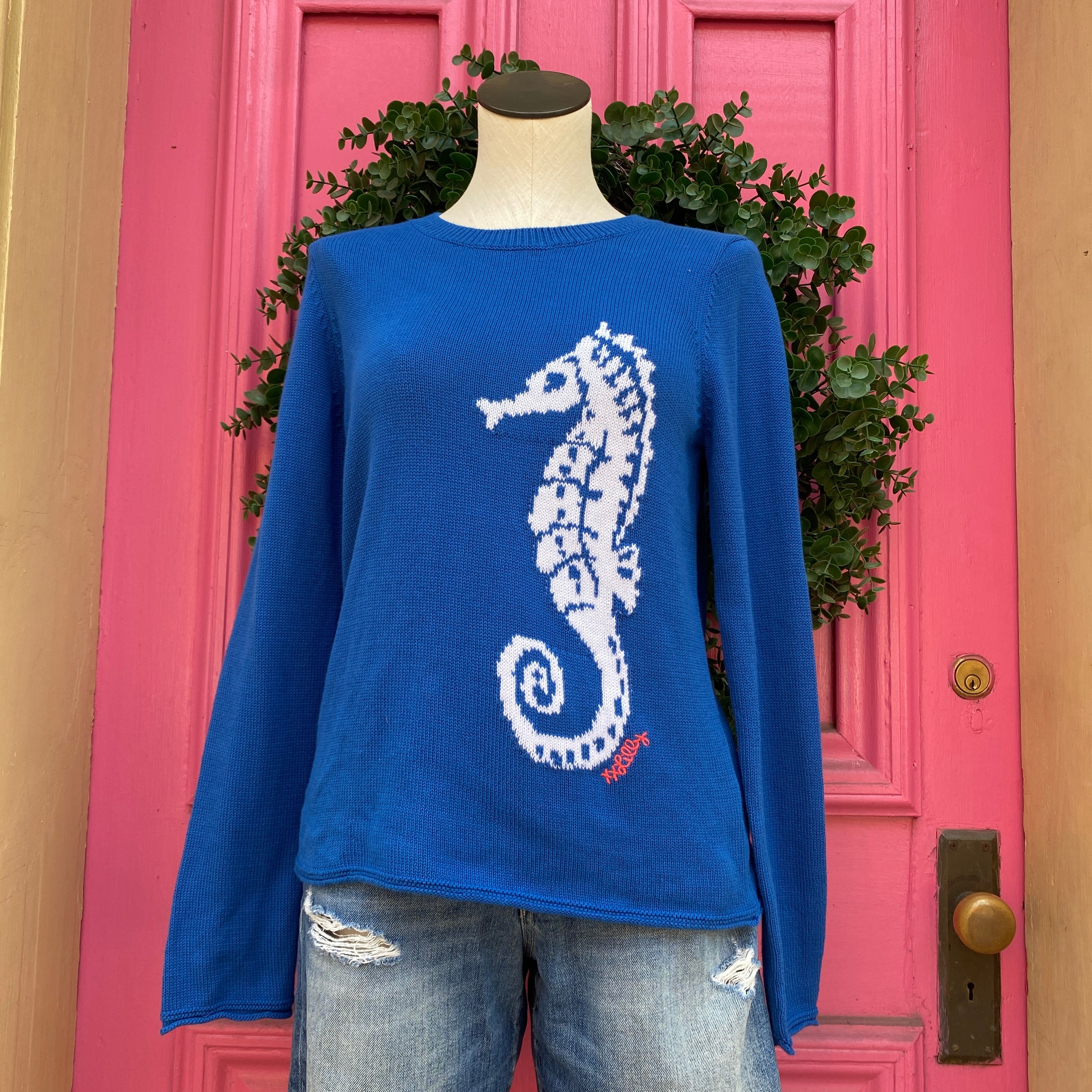 Lilly Pulitzer blue seahorse sweater size S