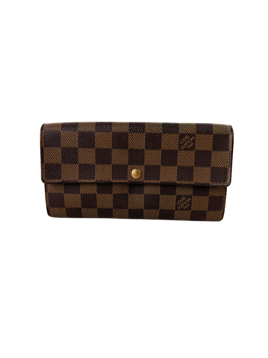 Louis Vuitton Damier Ebene Sarah Wallet Brown Women