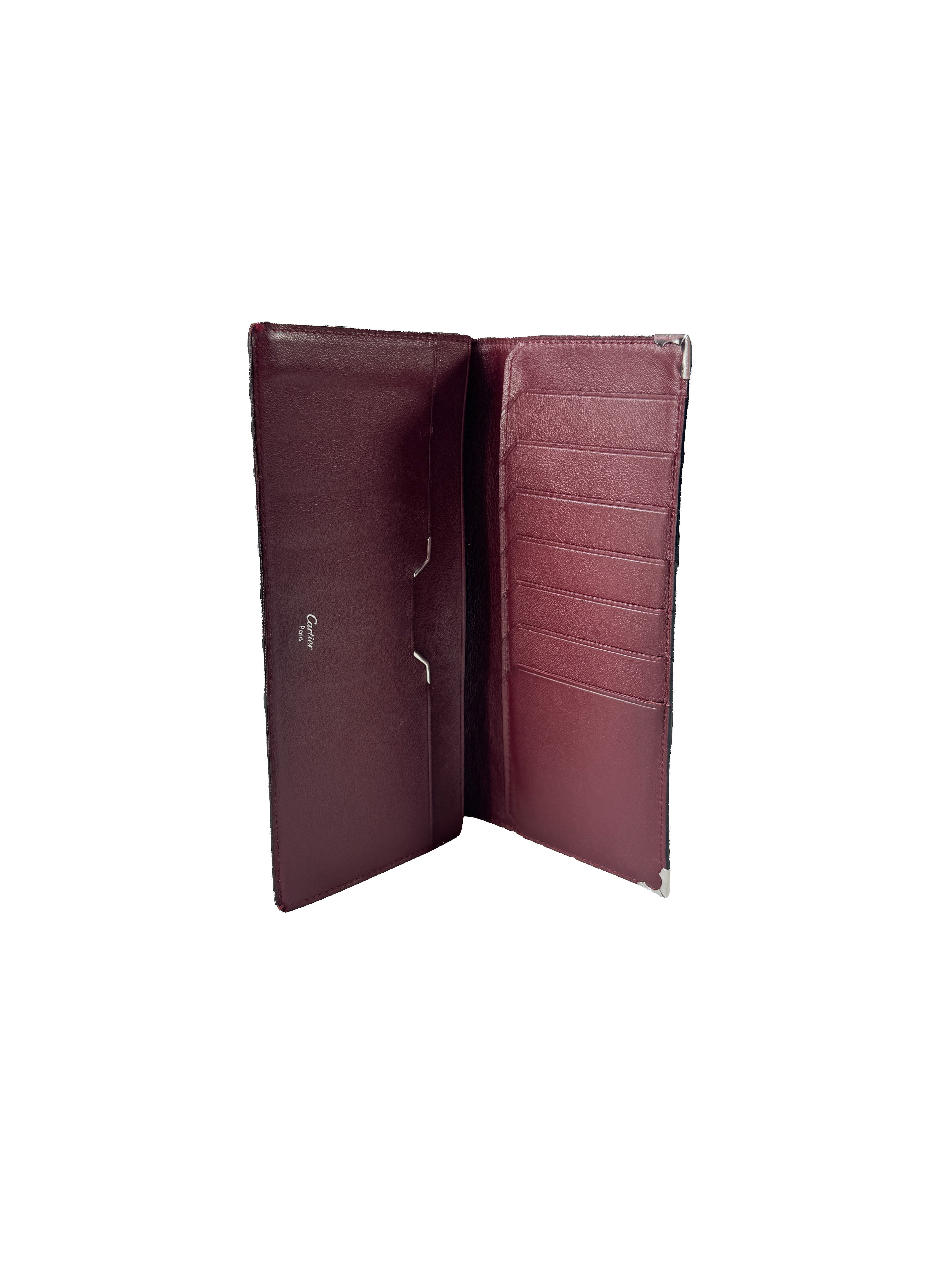 Cartier black burgundy must de long wallet ED1B