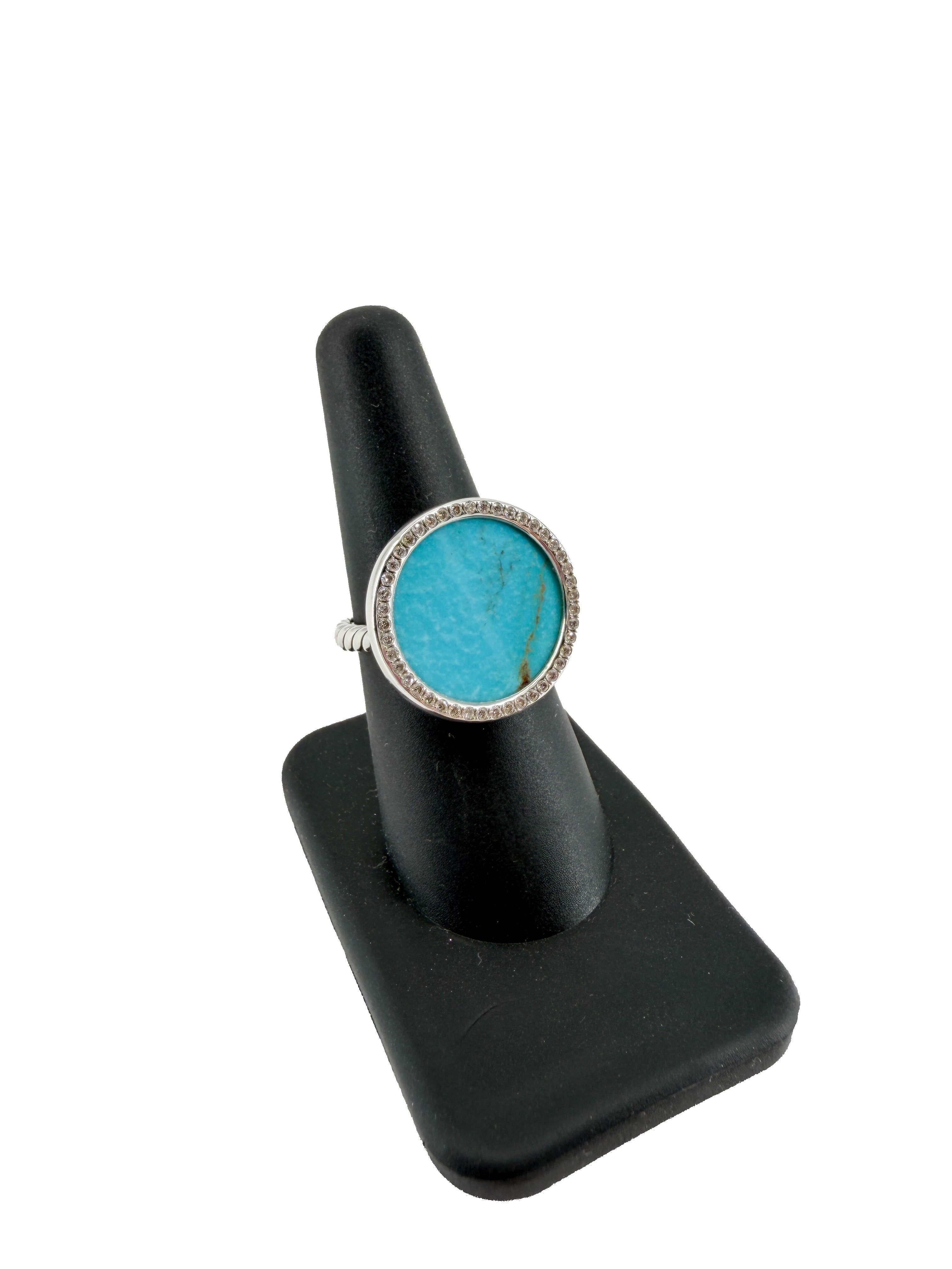 David Yurman sterling silver, turquoise, diamonds Elements ring