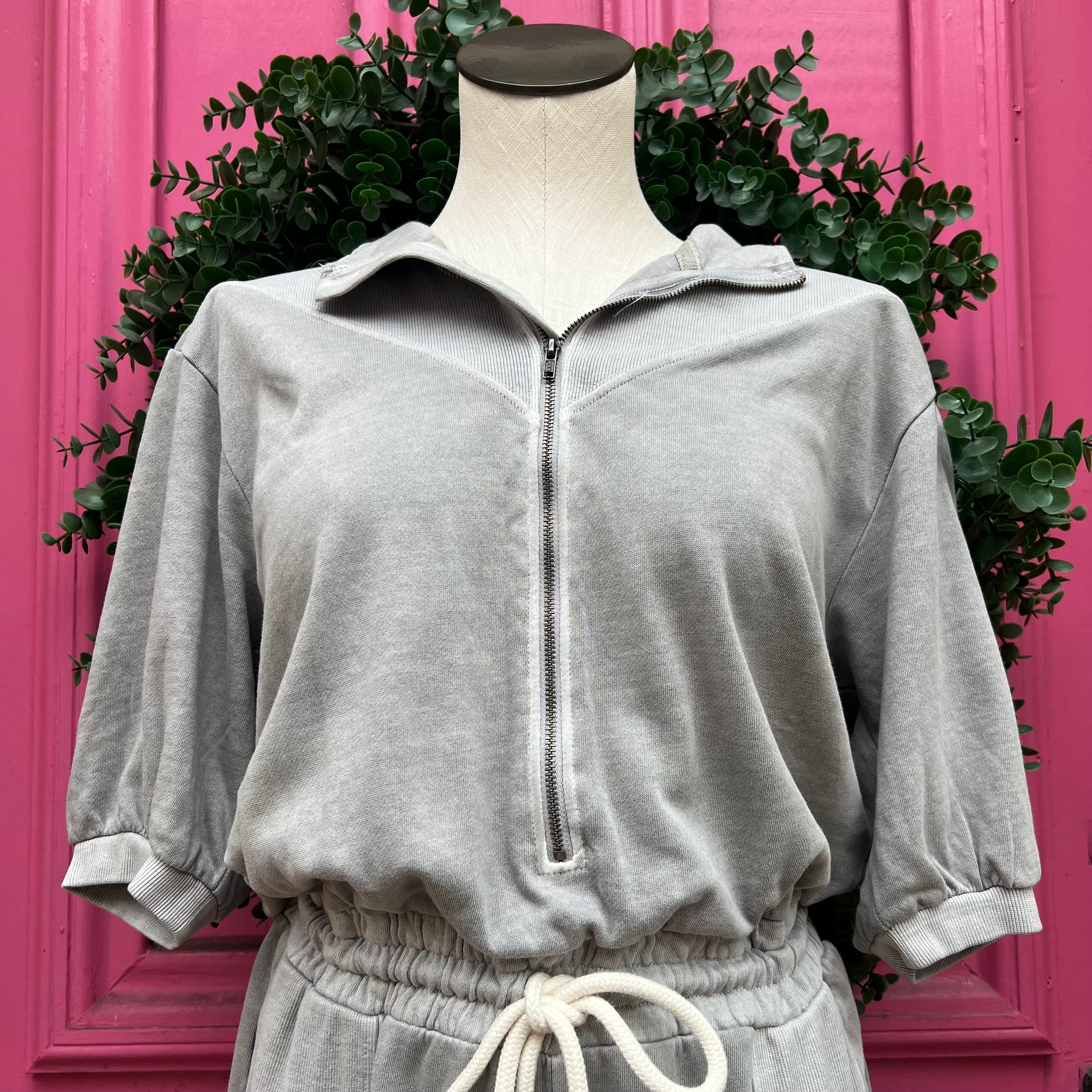 Grey State gray short sleeve jumpsuit size L NWT