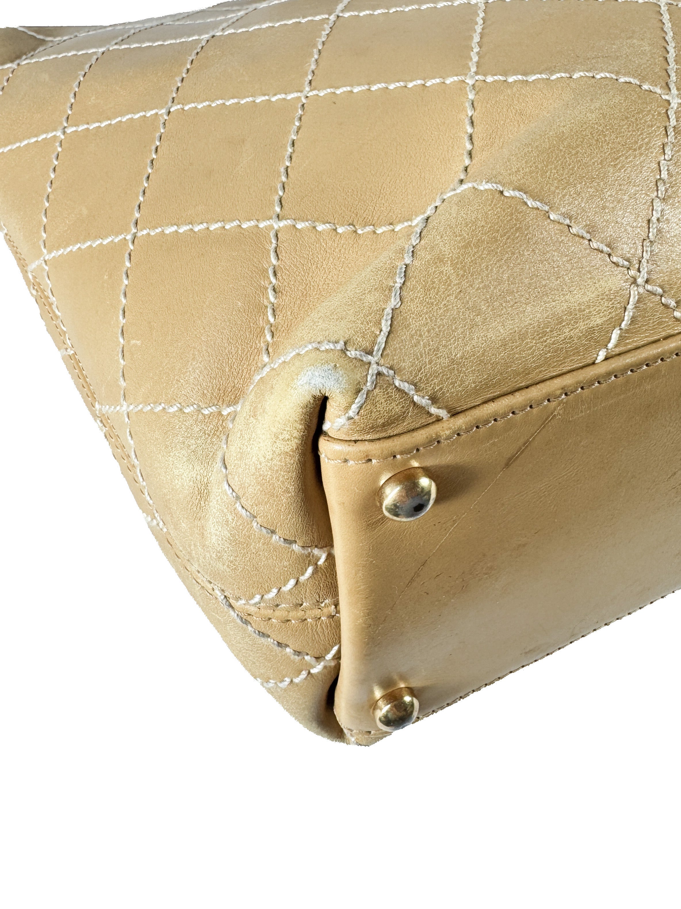 Chanel brown leather wild stitch Surpique Tote Beige 7531480