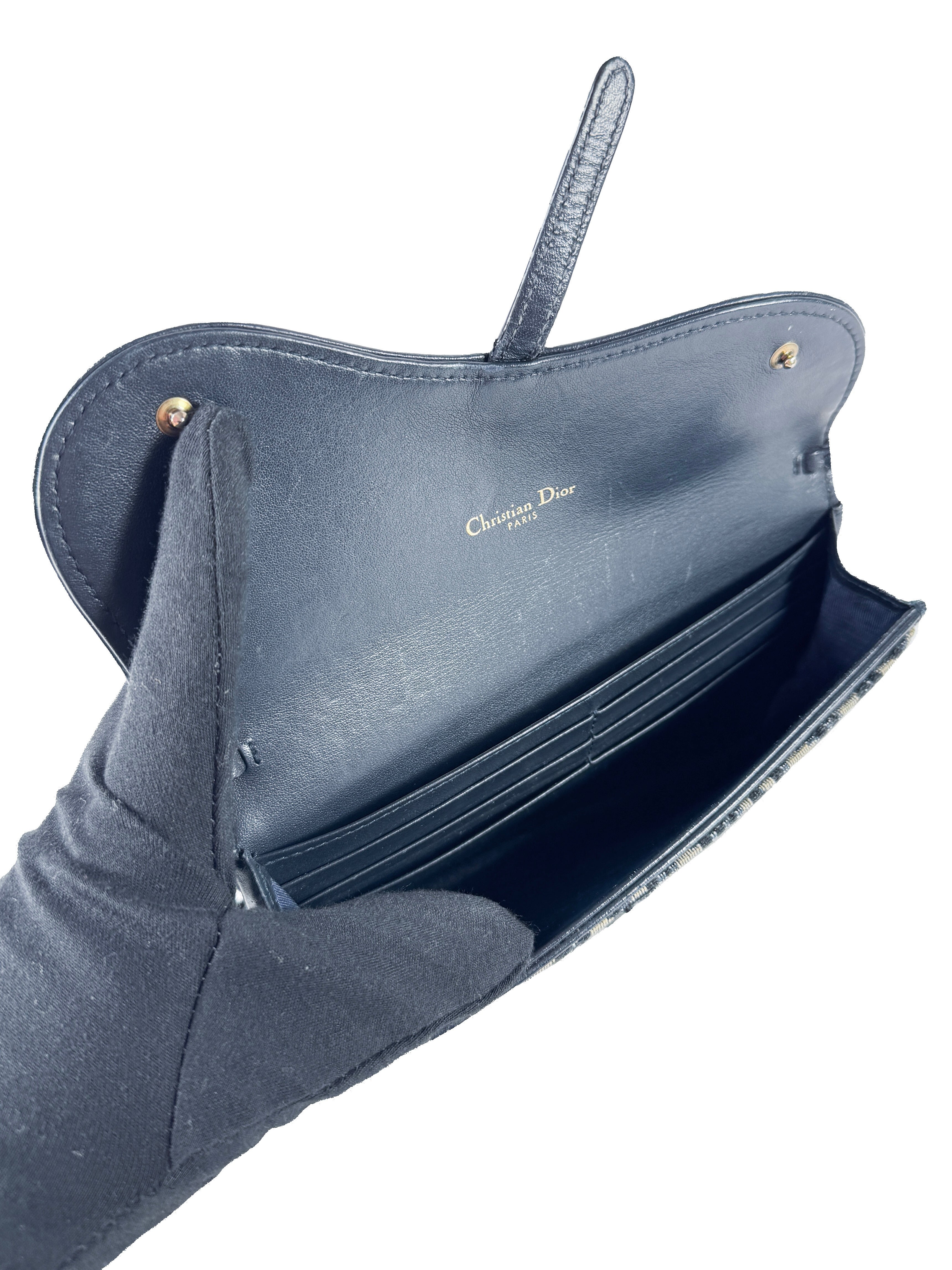 Christian Dior navy Saddle pouch in Oblique jacquard 41-MA-0221