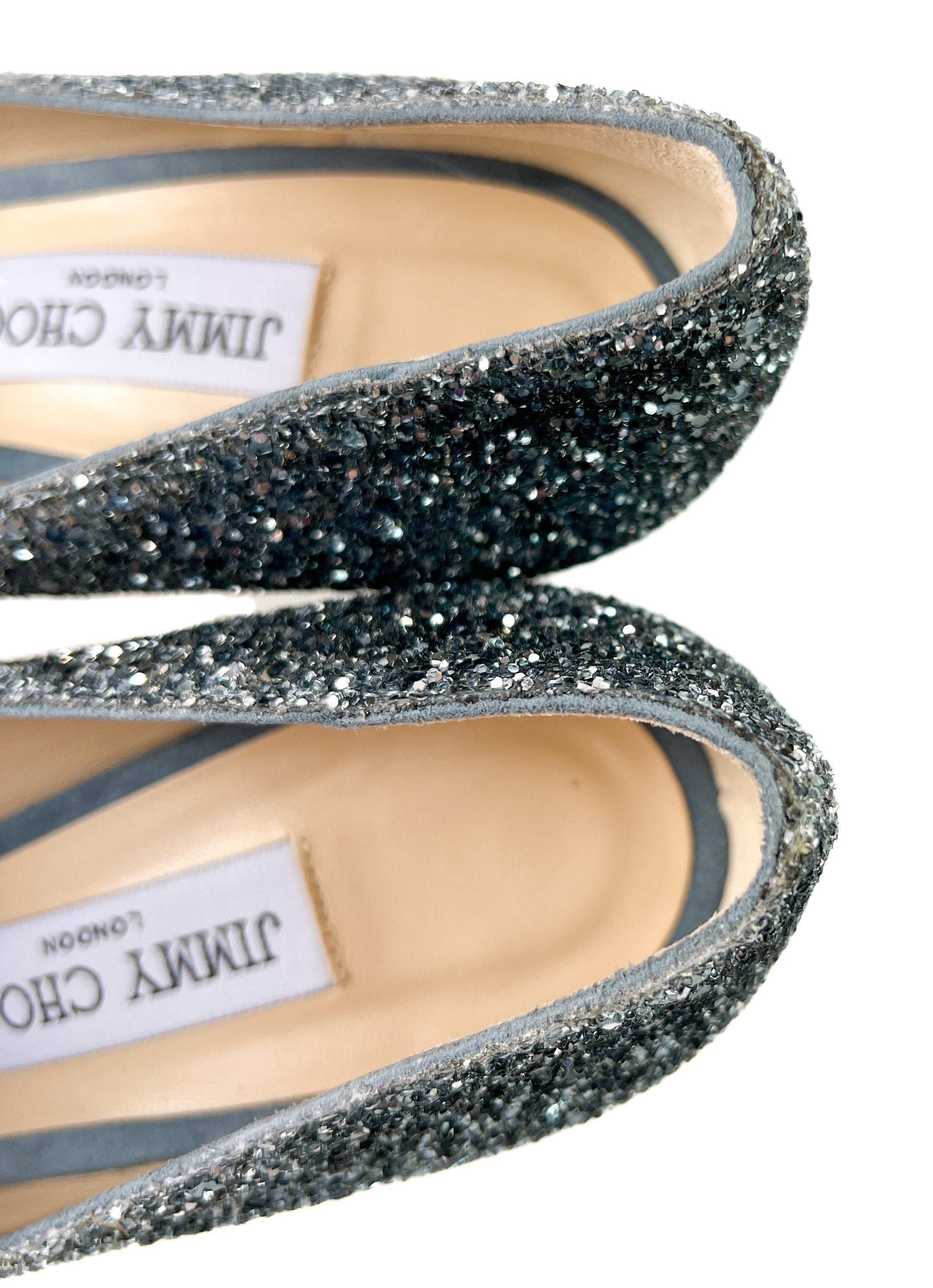 Jimmy Choo romy 100 blue/silver glitter pumps size 39 BOX