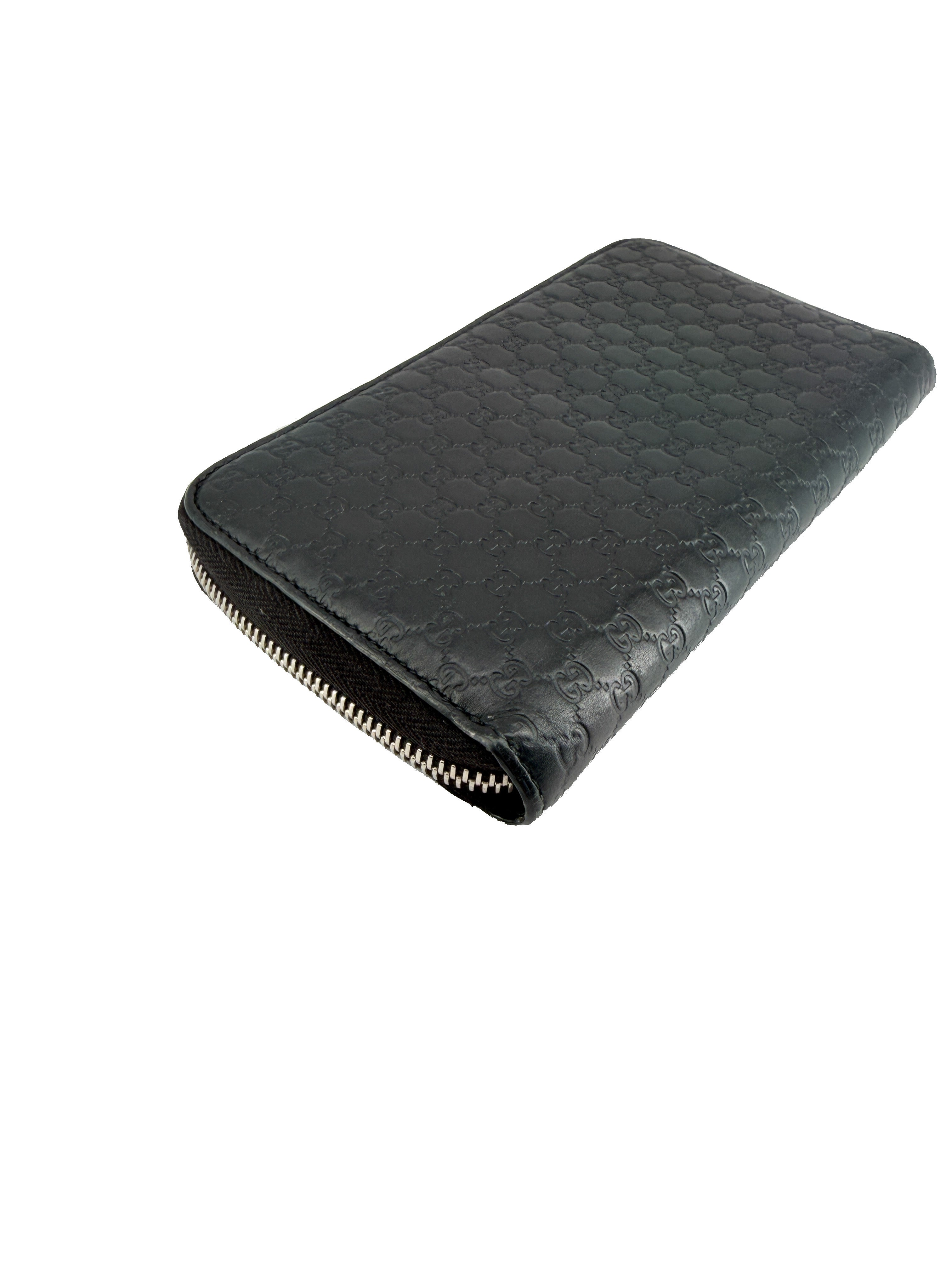 Gucci black GG Microguccissima zip wallet 544473-2149
