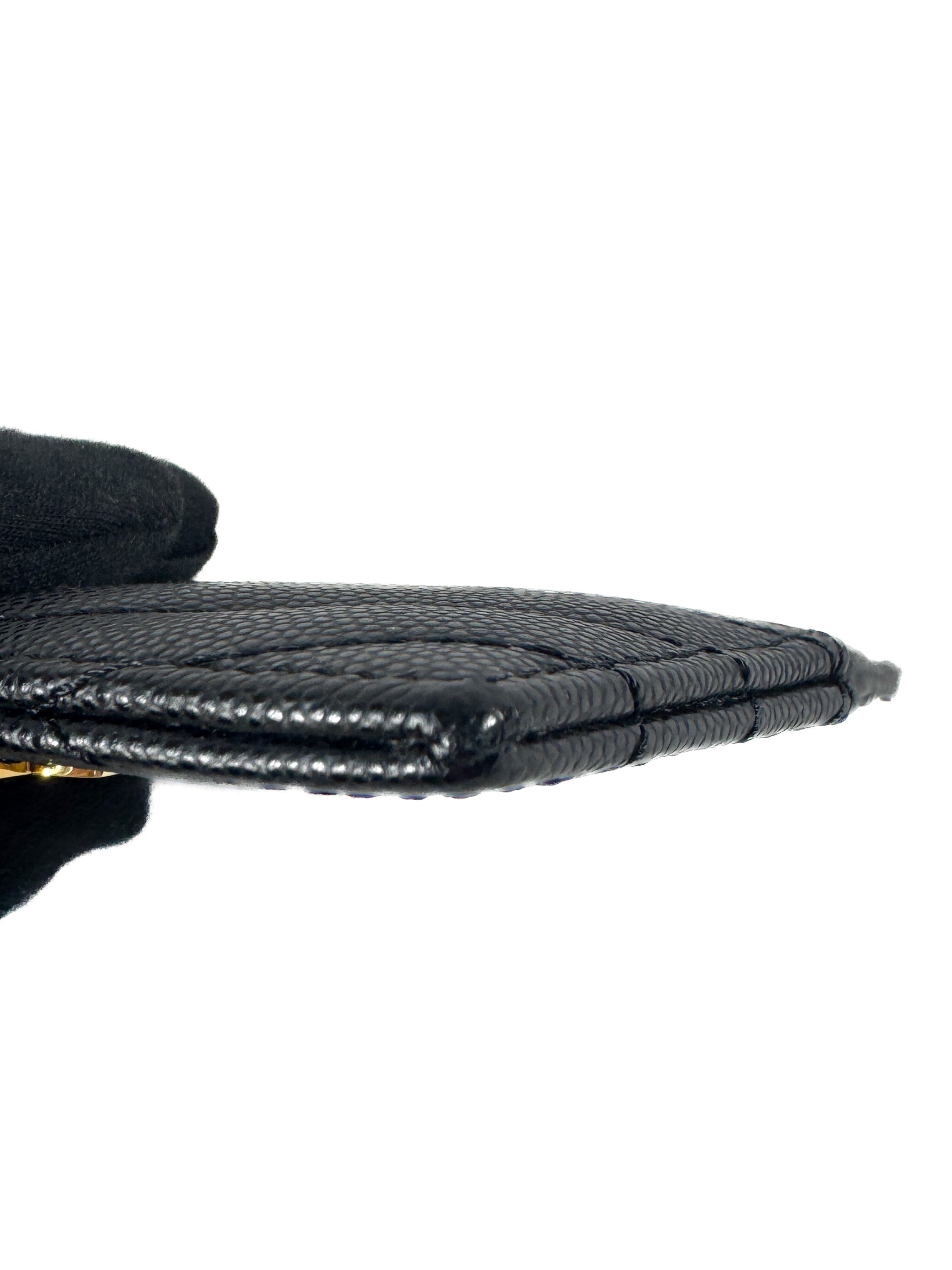 Saint Laurent black Cassandre grain de poudre leather card case 2ME423291-0323