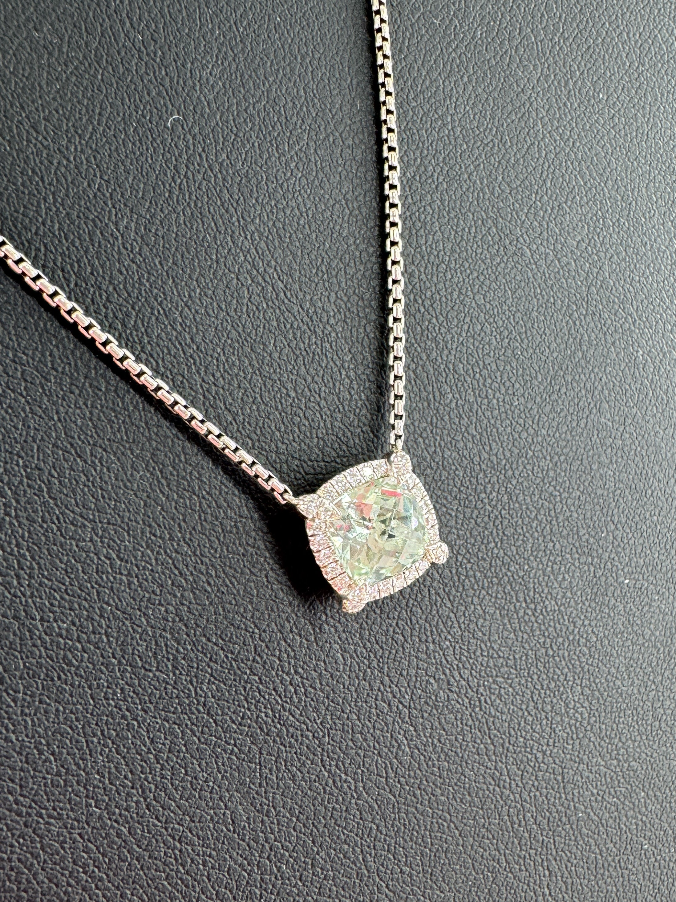 David Yurman petite Chatelaine pave bezel prasiolite and diamond necklace