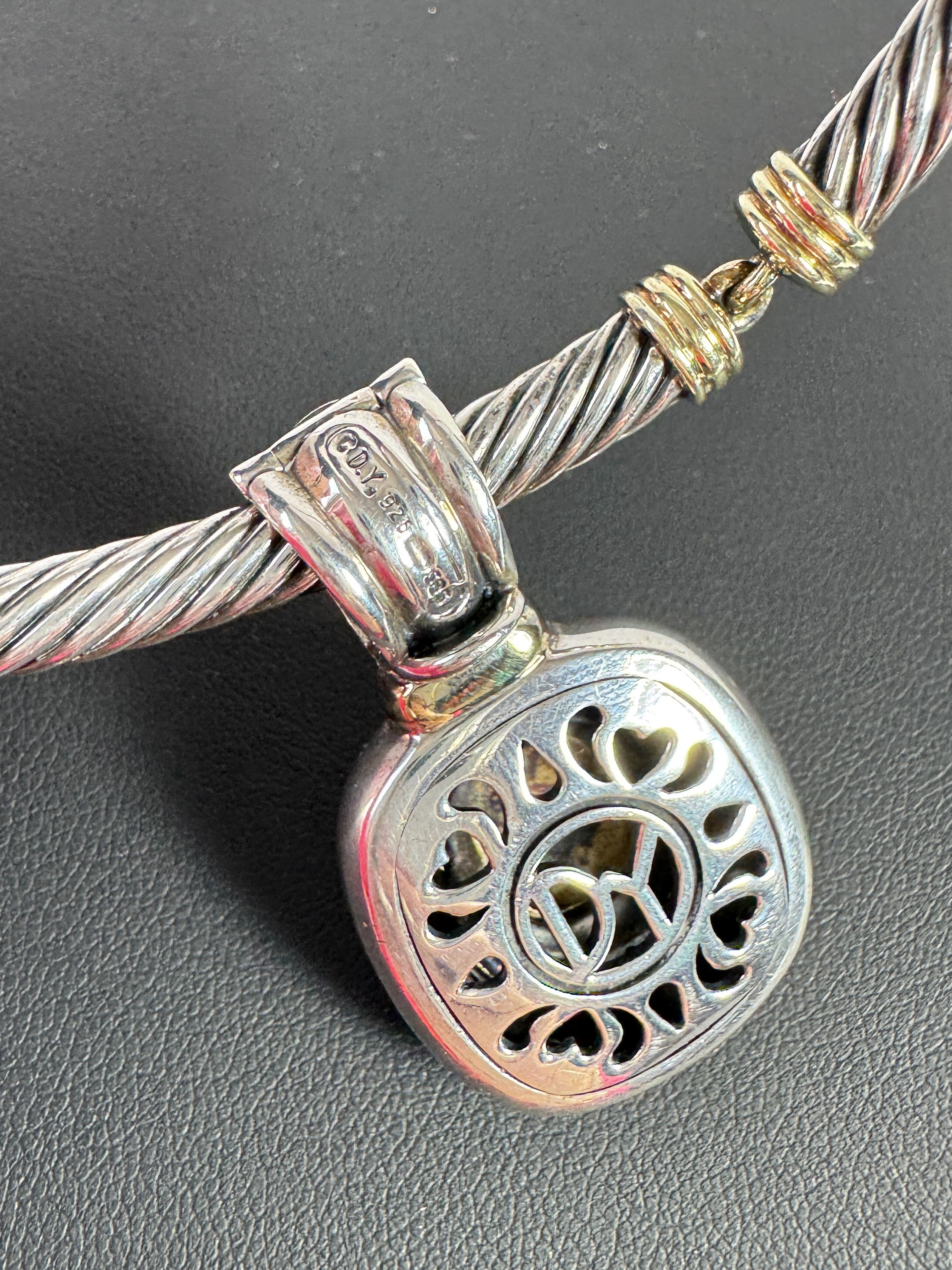 David Yurman sterling silver, 14K gold Albion pendant cable necklace