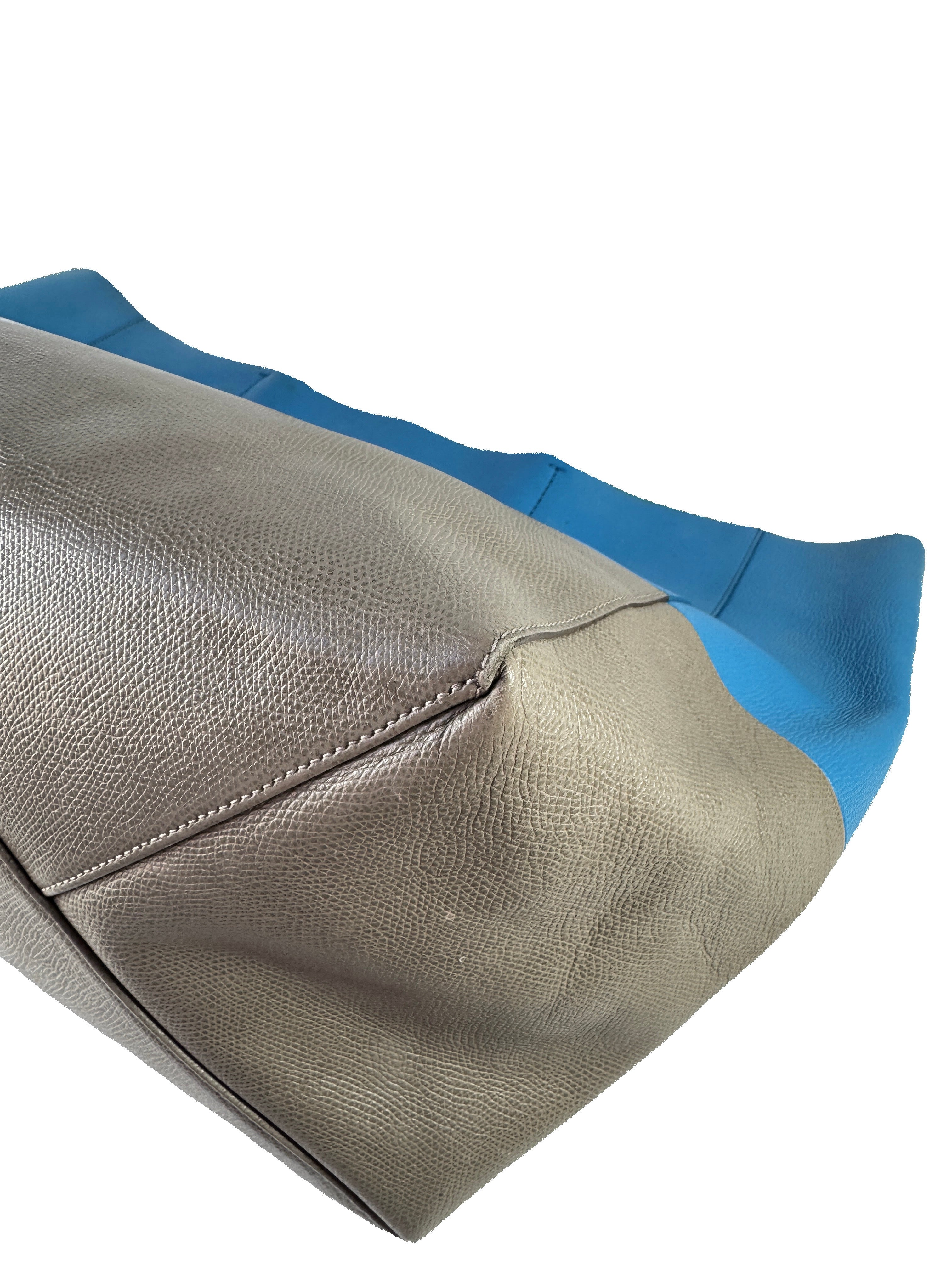 Celine blue/taupe horizontal Cabas tote