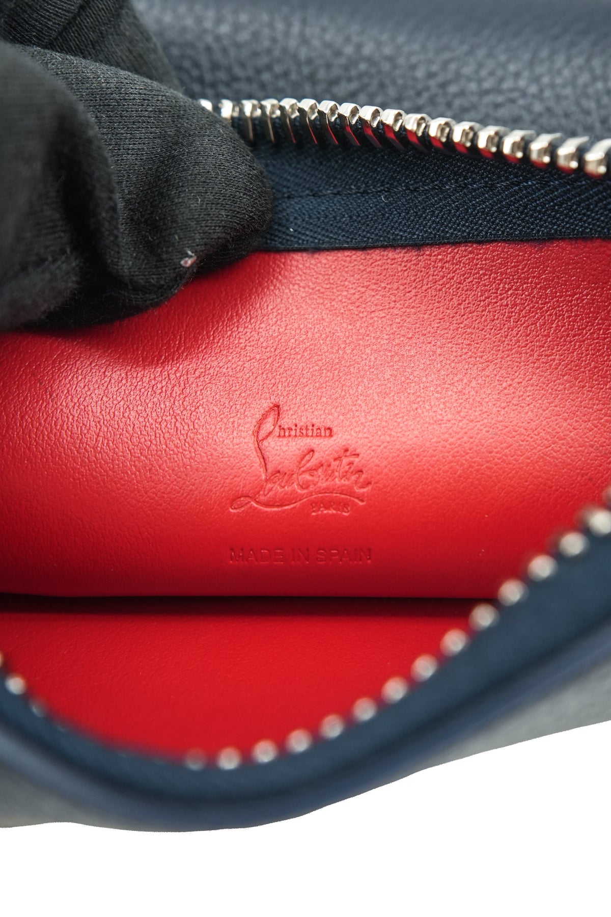Christian Louboutin navy Cabata mini pouch