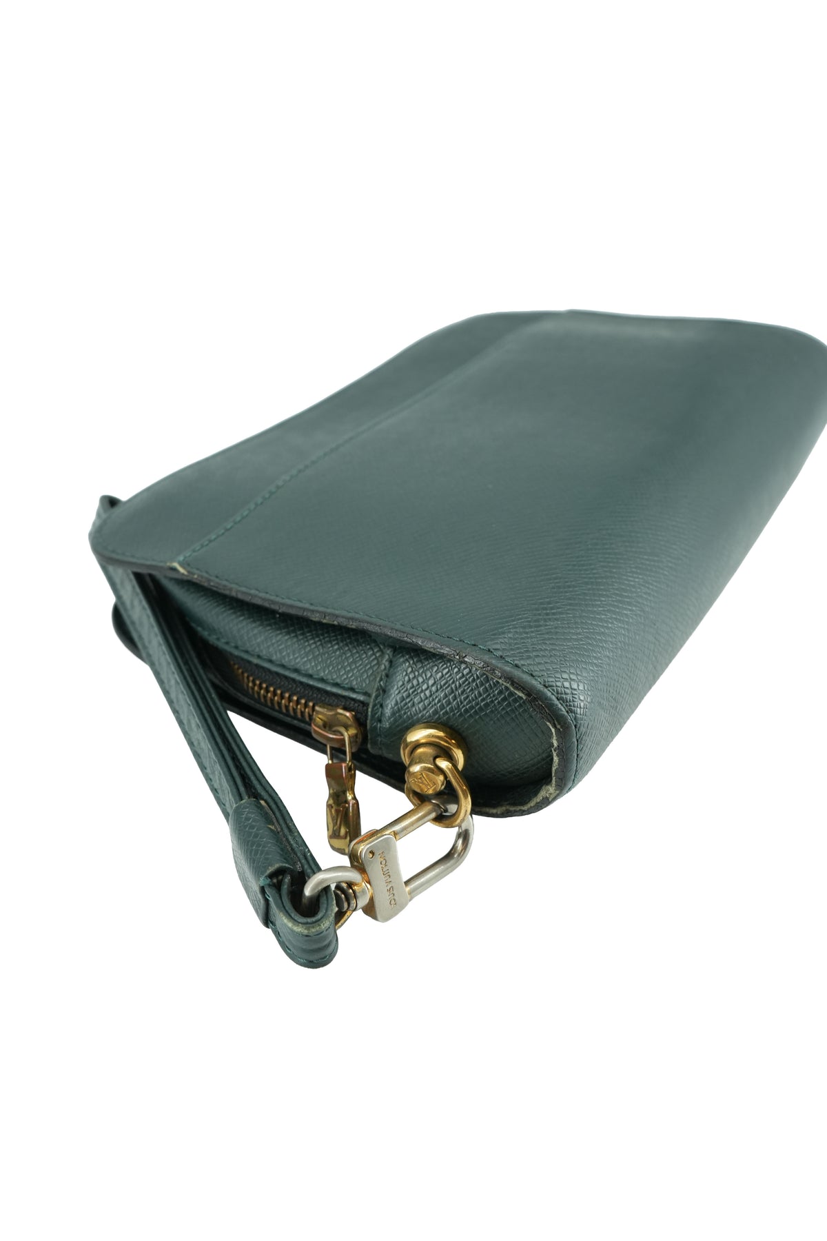 Louis Vuitton green Baikal Taiga leather wristlet/clutch VI0957
