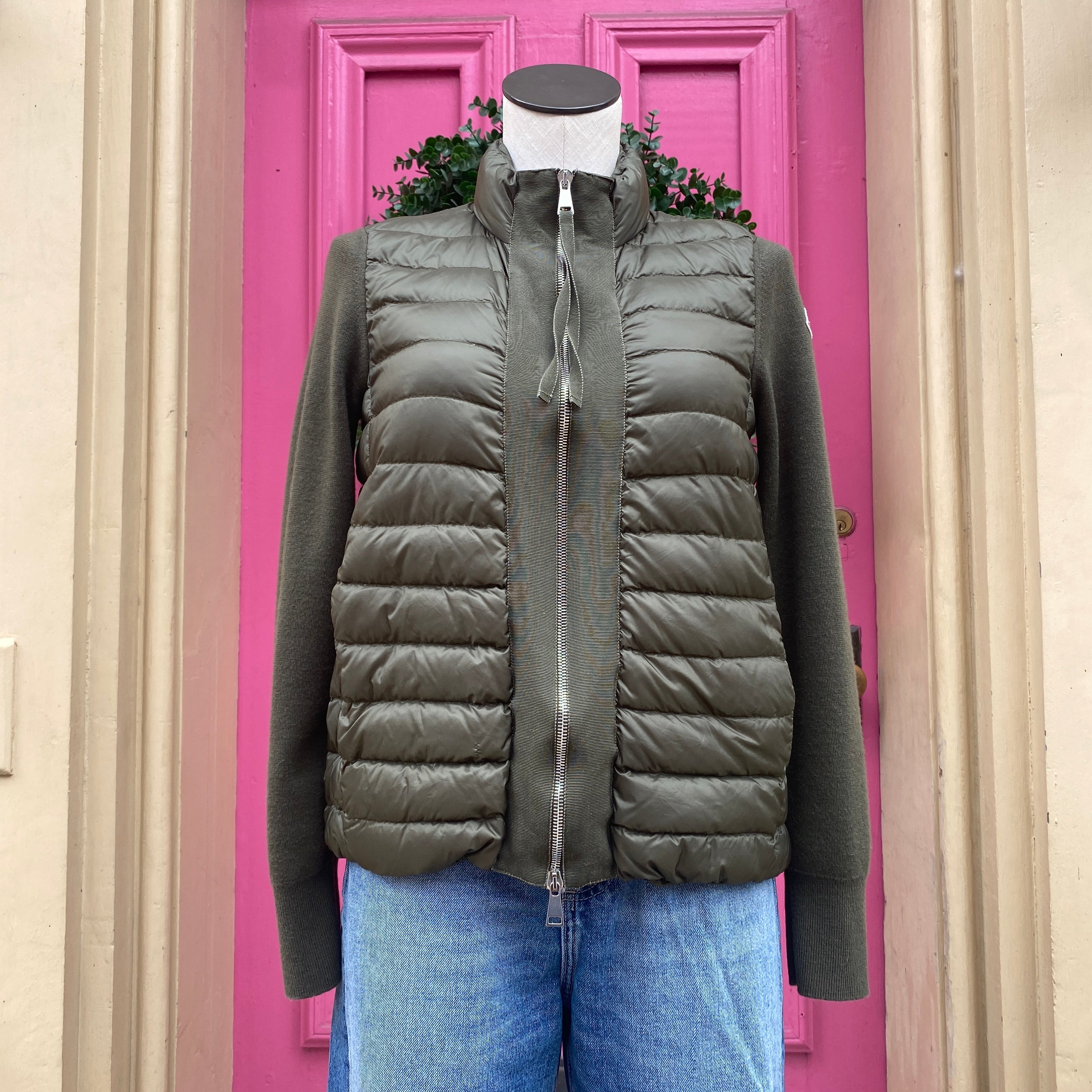 Moncler olive maglia tricot cardigan jacket size S