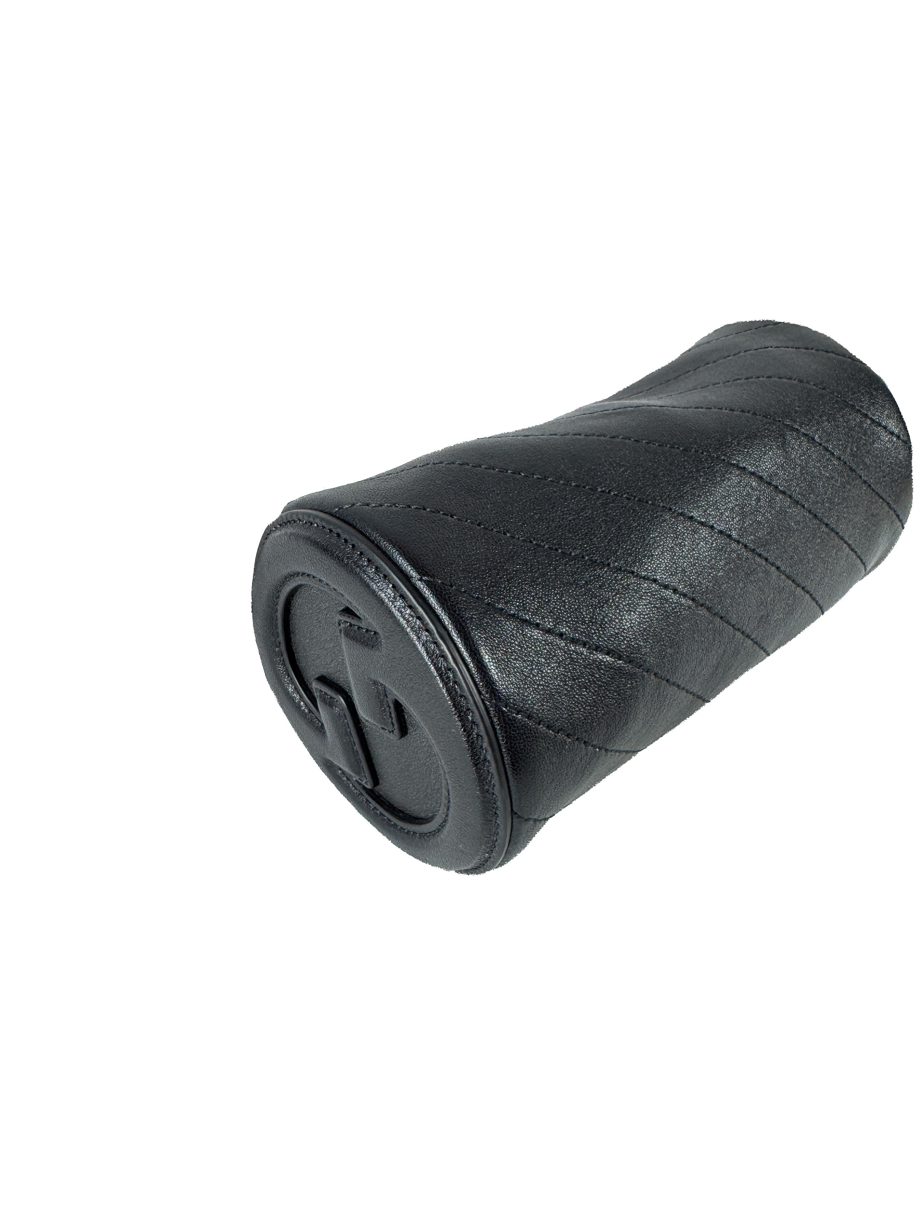 Gucci Sakai Be Green Calfskin Diagonal Stitched Mini Blondie Barrel Shoulder Bag Black 760170525040