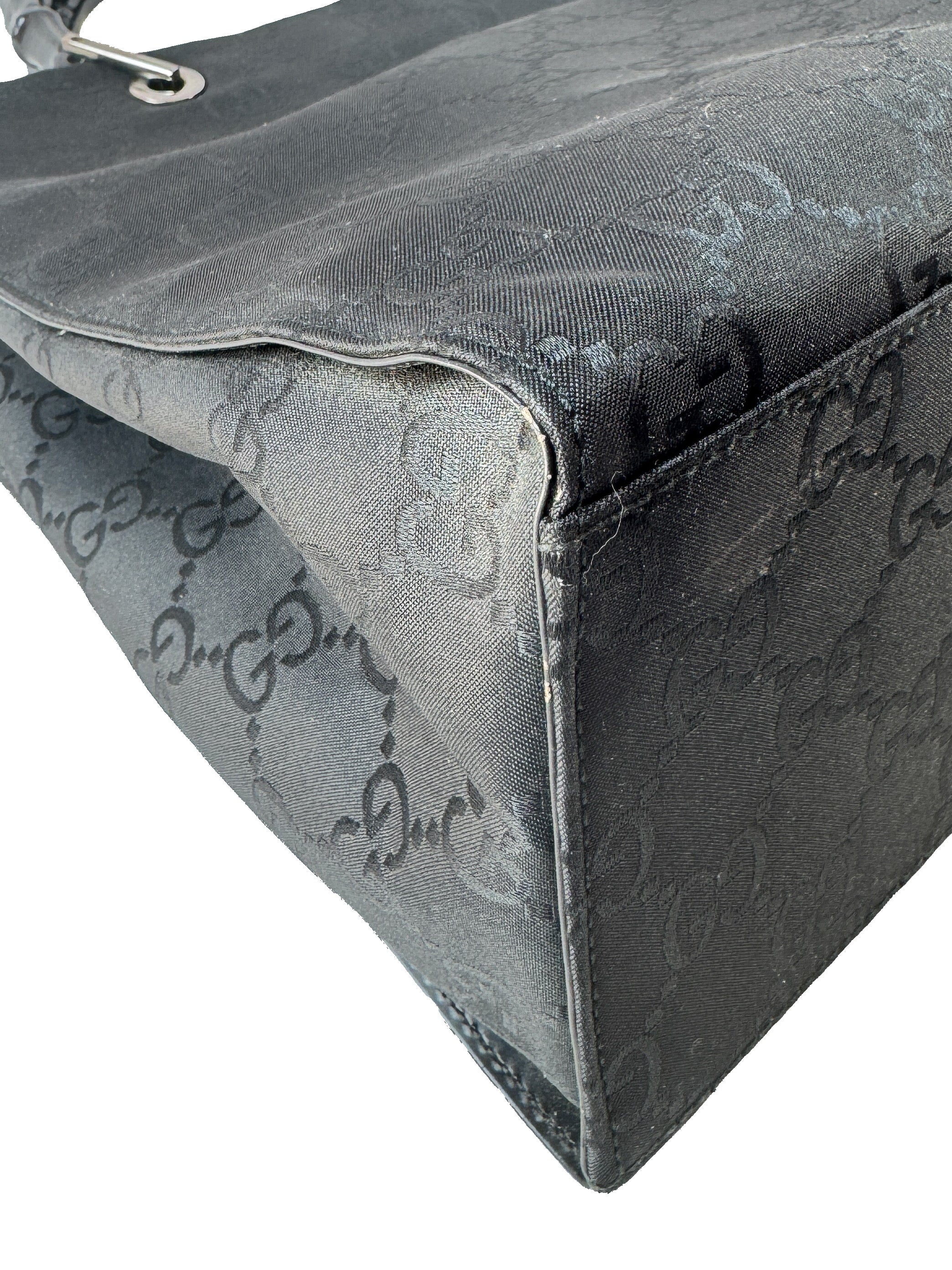 Gucci black GG bamboo handle tote 002.1010002122