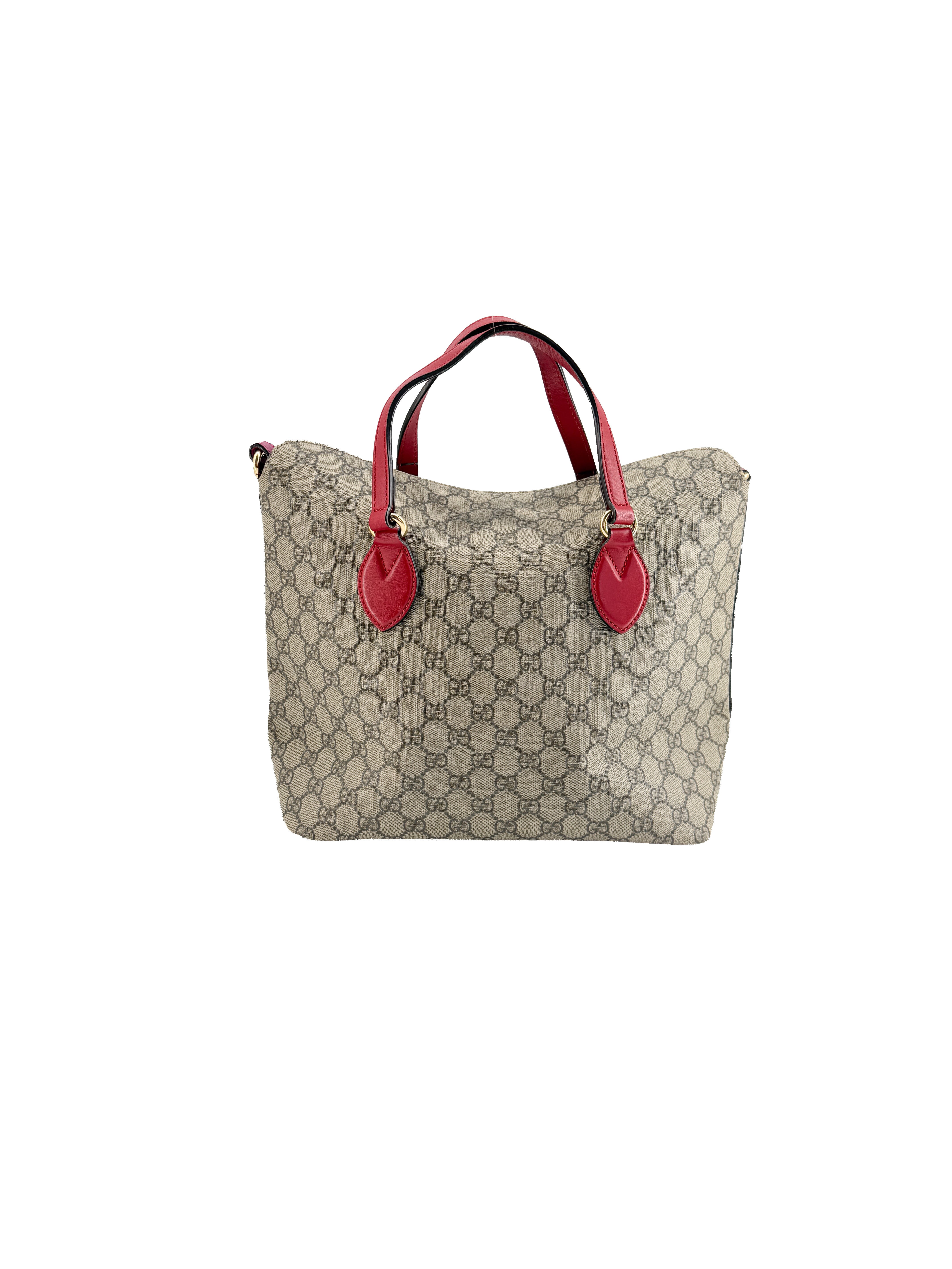 Gucci linea A foldover GG supreme tote pink/red 429147 498879