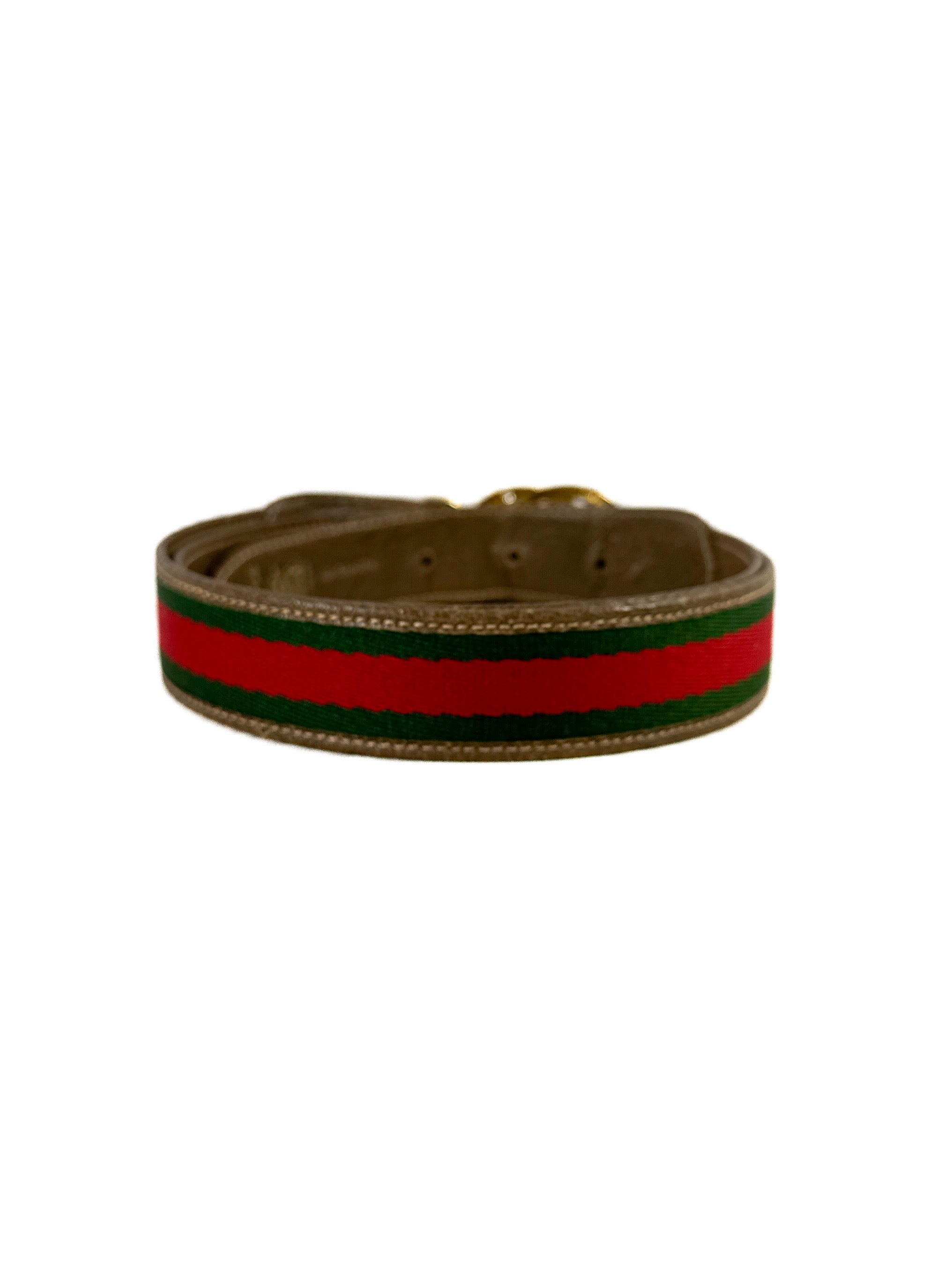 Gucci brown leather red/green striped belt size 95-38 *as is*