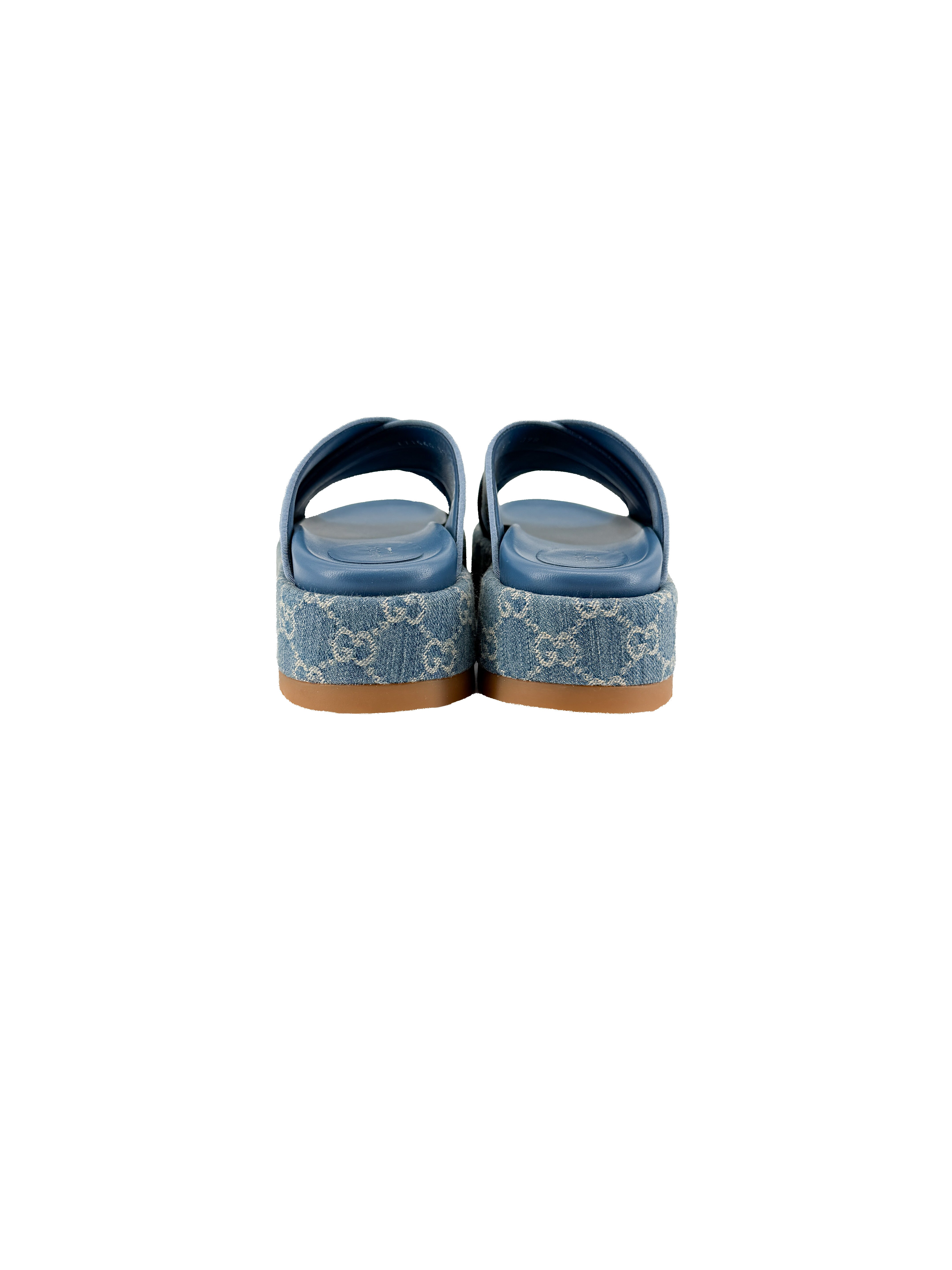 Gucci Angelina GG denim platform sandals size 37 NEW BOX